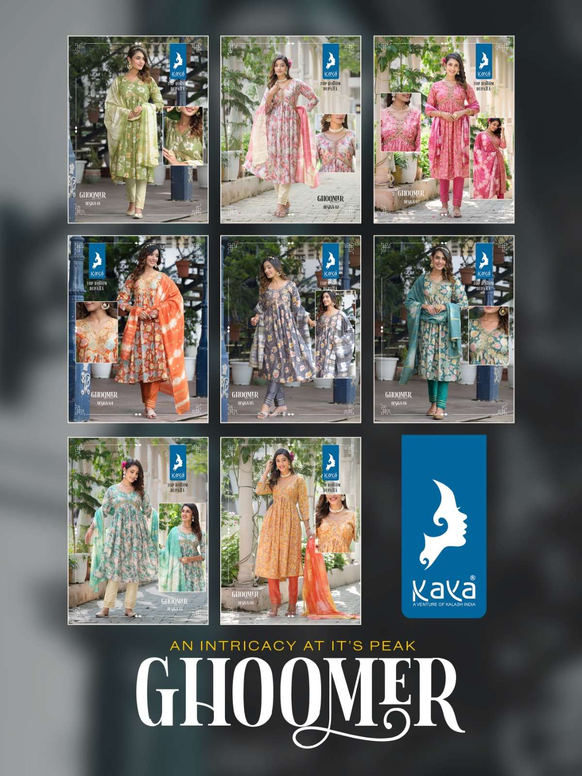 Kaya Ghoomer 01-08 Series Designer Fancy weddingKurti Set Wholesaler Surat Gujarat