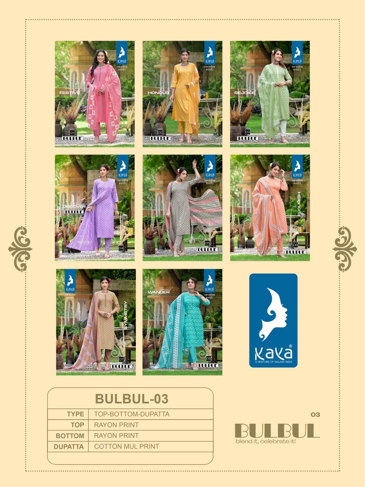 Kaya Kurti Bulbul vol-3 01-08 Series Designer Kurtis Collection Wholesale Surat