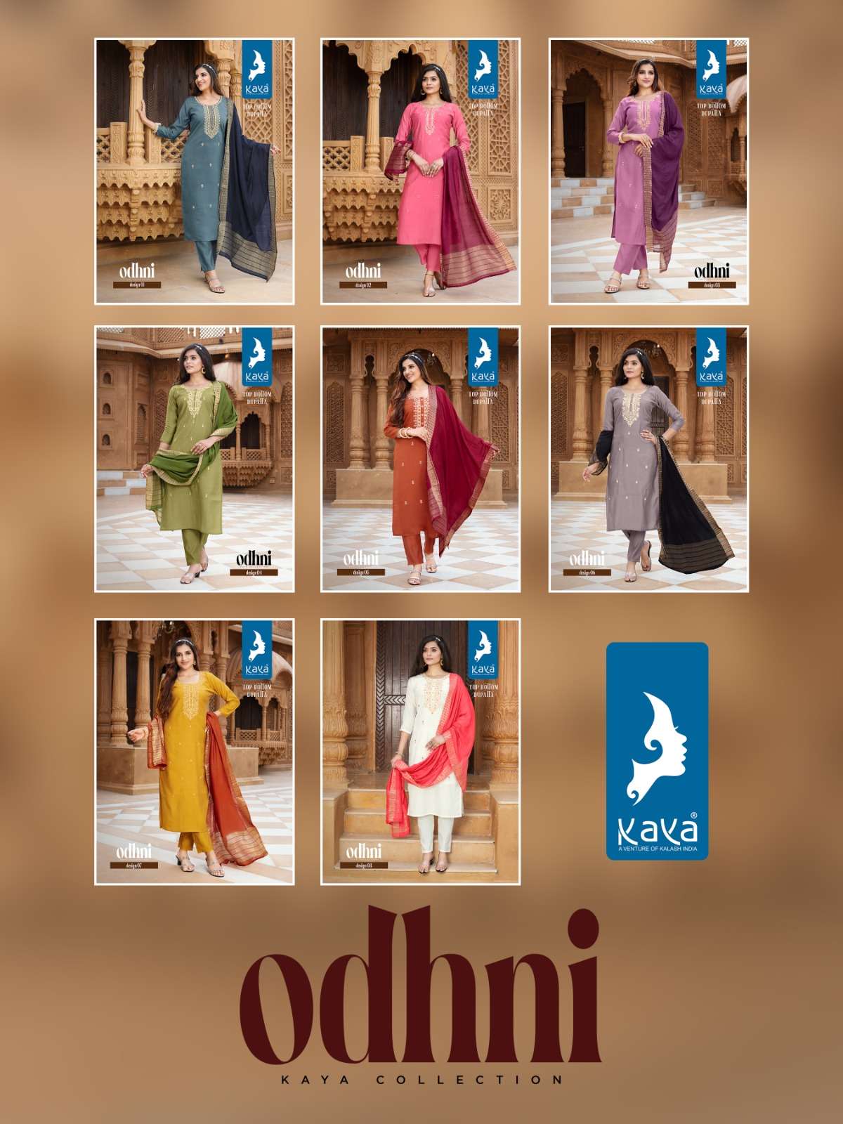 kaya odhni 01-08 series designer fancy readymade kurti set wholesaler surat gujarat