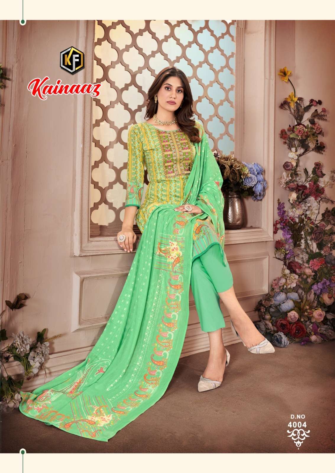 keval kainaaz luxury vol-4 4001-4008 series designer pakistani salwar kameez wholesaler surat