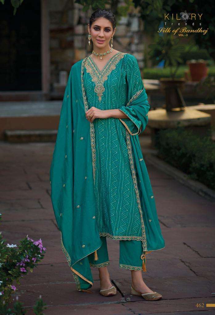 kilory silk of bandhej vol-3 461-466 series designer latest salwar kameez wholesaler surat gujarat
