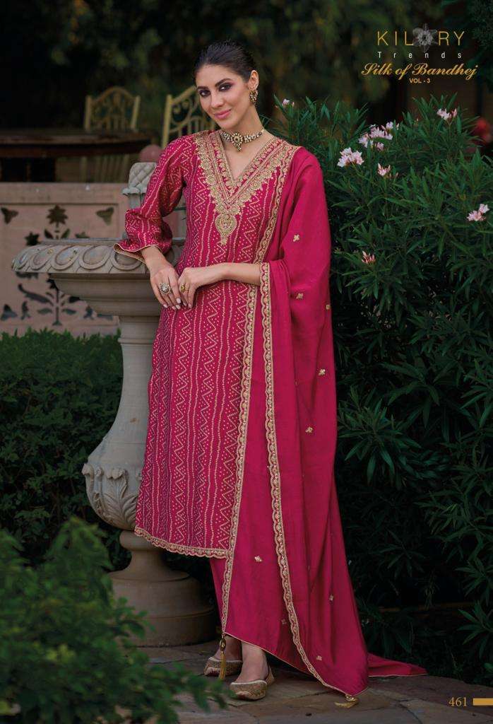 kilory silk of bandhej vol-3 461-466 series designer latest salwar kameez wholesaler surat gujarat