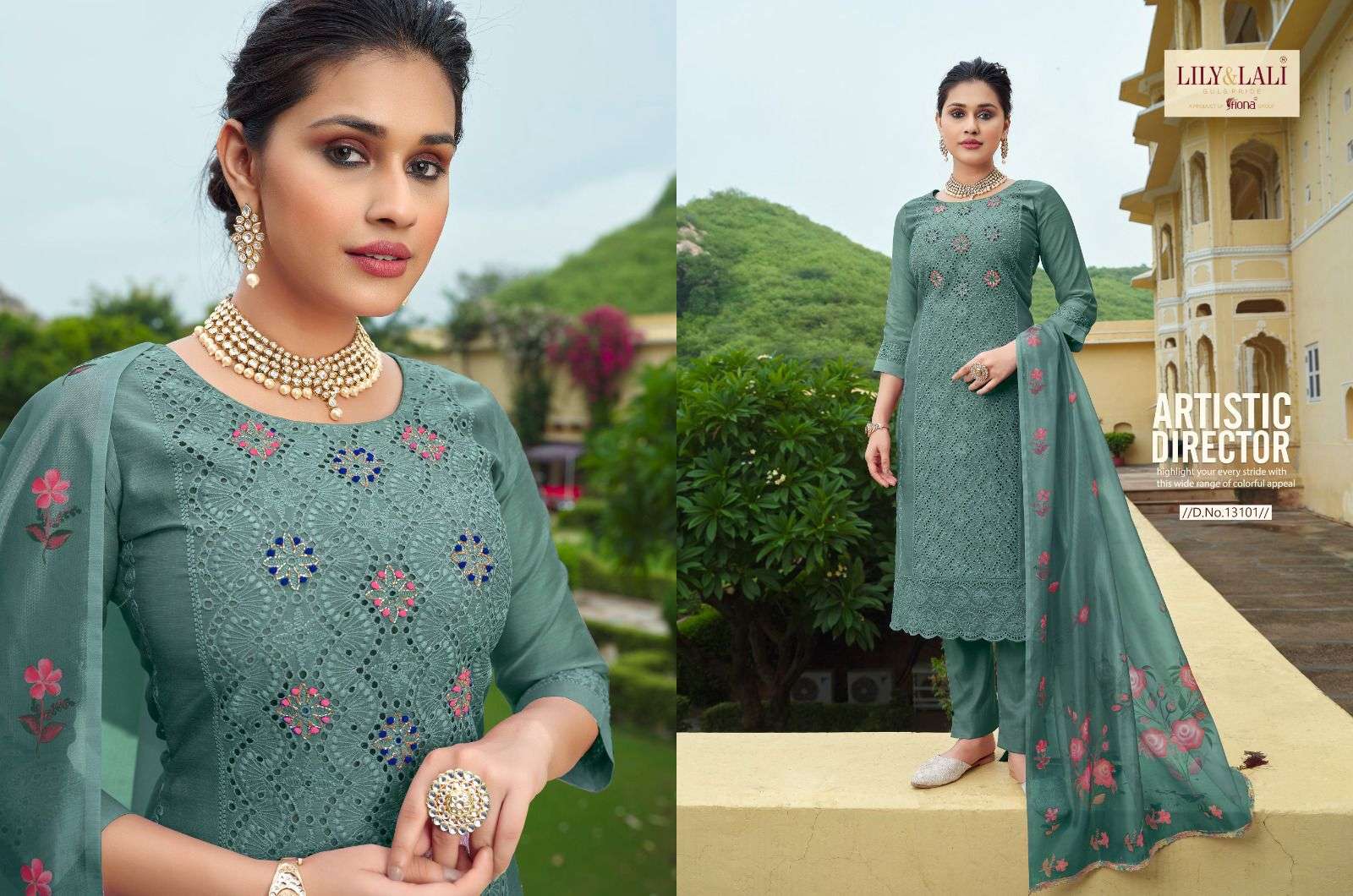 lily & lali chikenkari 13101-13106 series designer pakistani wedding salwar kameez wholesaler surat gujarat