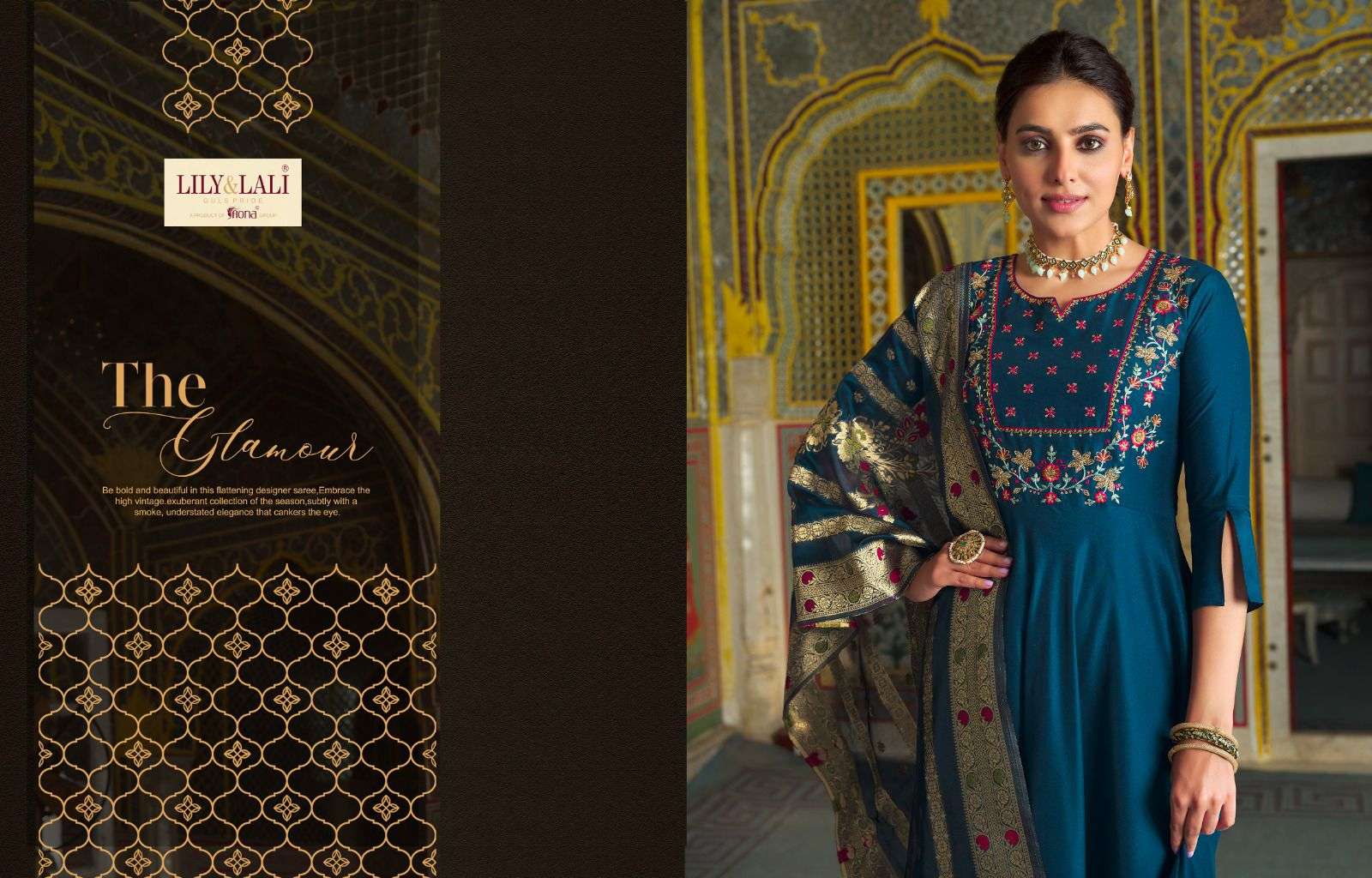 lily & lali mohini vogue 12701-12706 series designer readymade gown with dupatta wholesaler surat gujarat