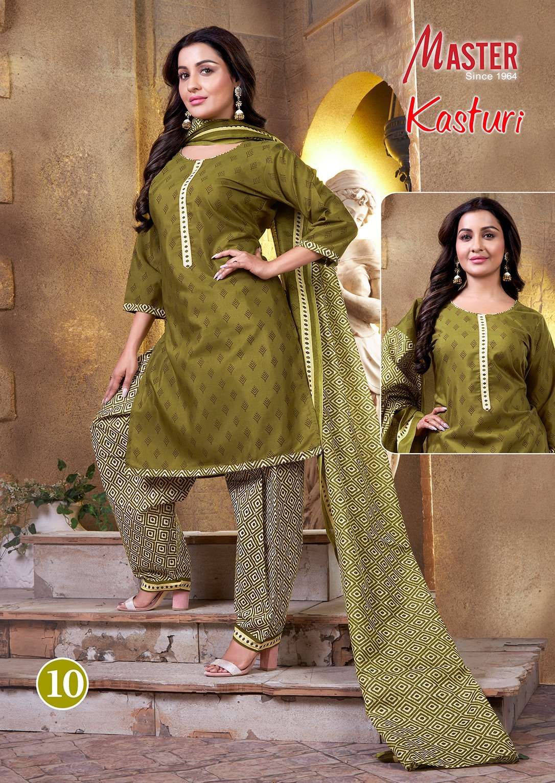 master kasturi 01-14 series designer cotton patiyala salwar kameez with dupatta wholesale price suit gujarat