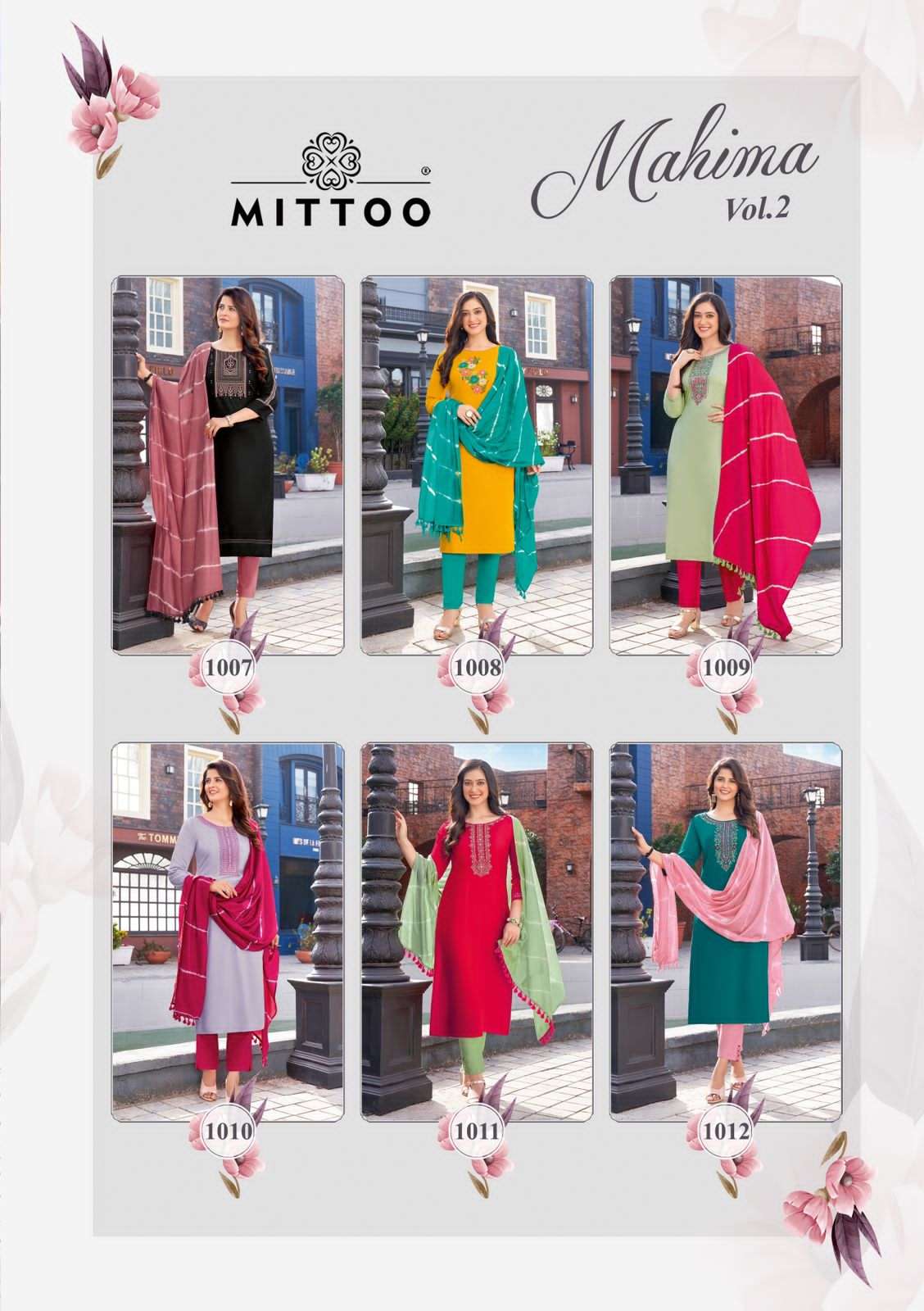 mittoo mahima vol-2 1007-1012 series fancy latest kurti set wholesaler surat gujarat