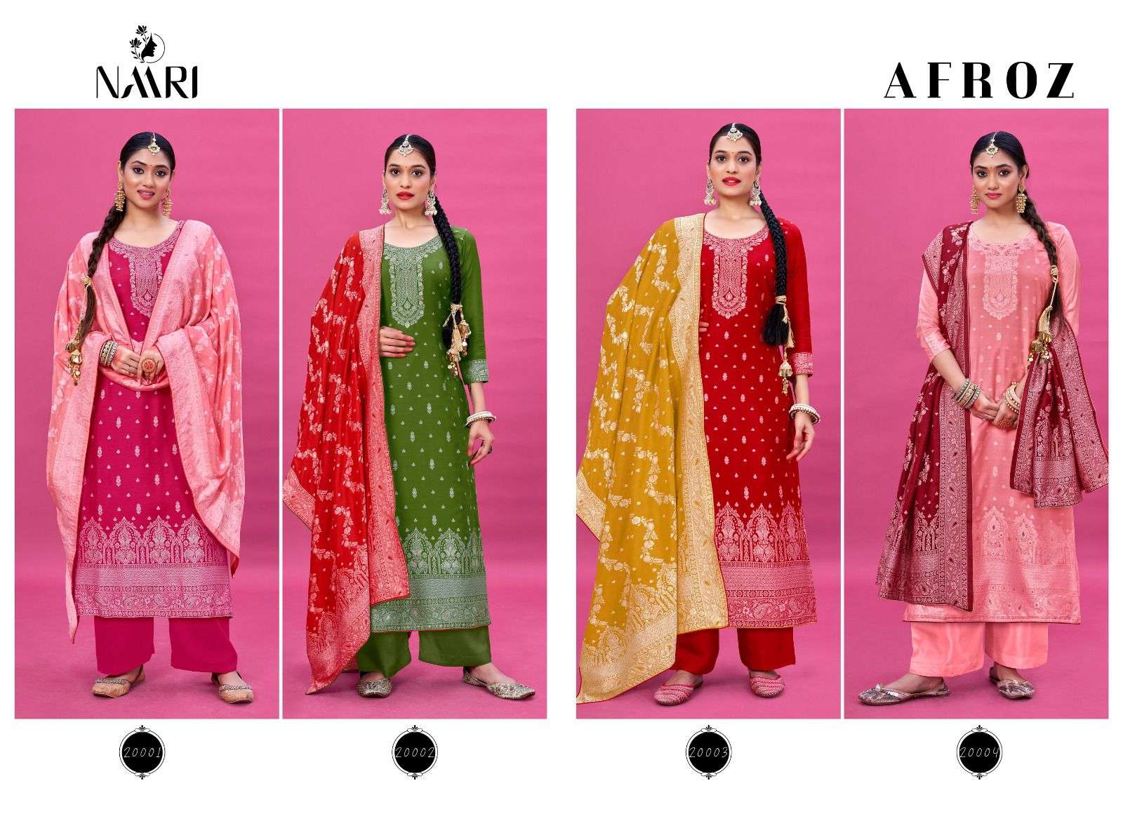 naari afroz 2001-2004 series designer wedding wear plazzo salwar suit wholesaler surat gujarat