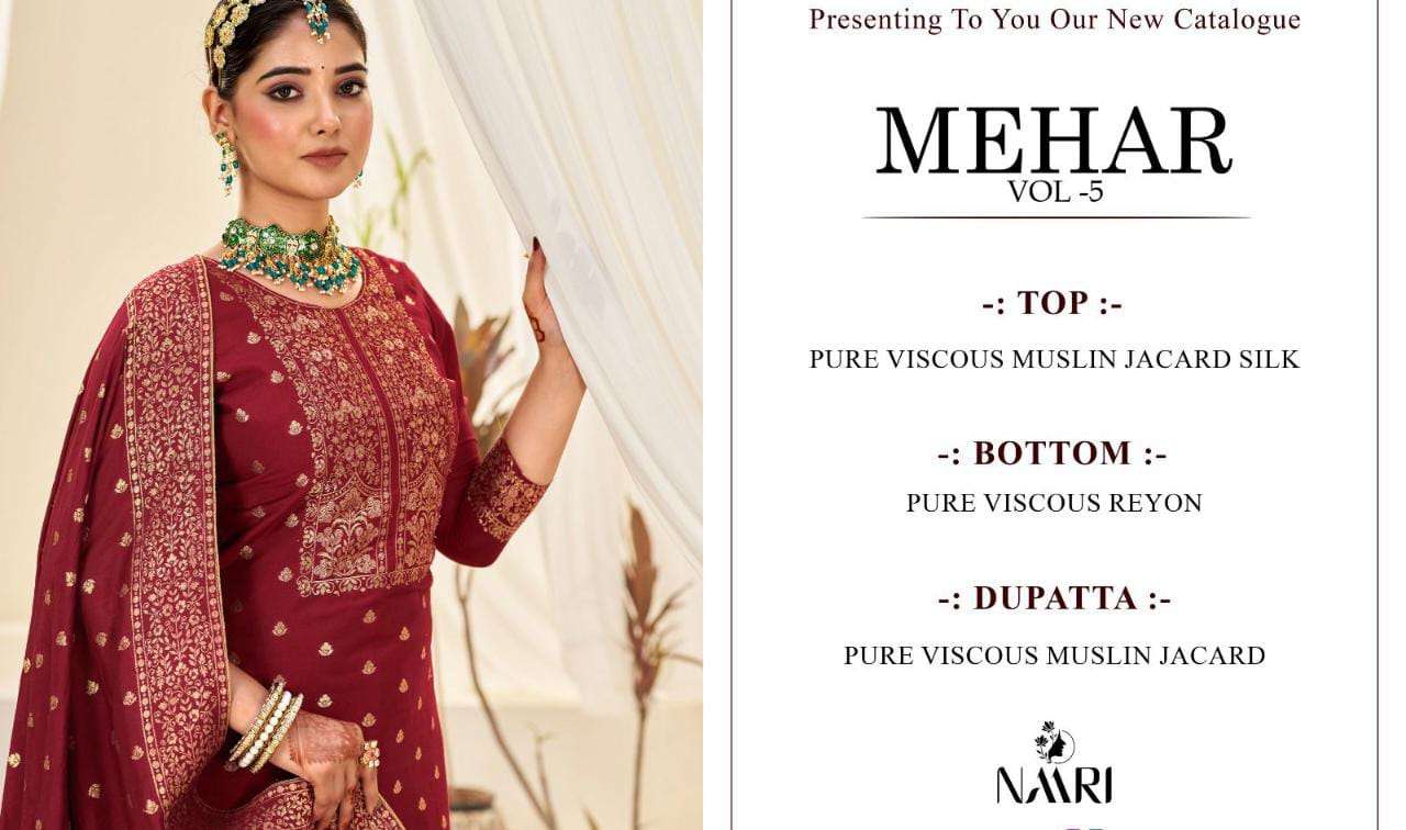 naari mehar vol-5 25001-25004 series latest partywear salwar kameez wholesaler surat gujarat