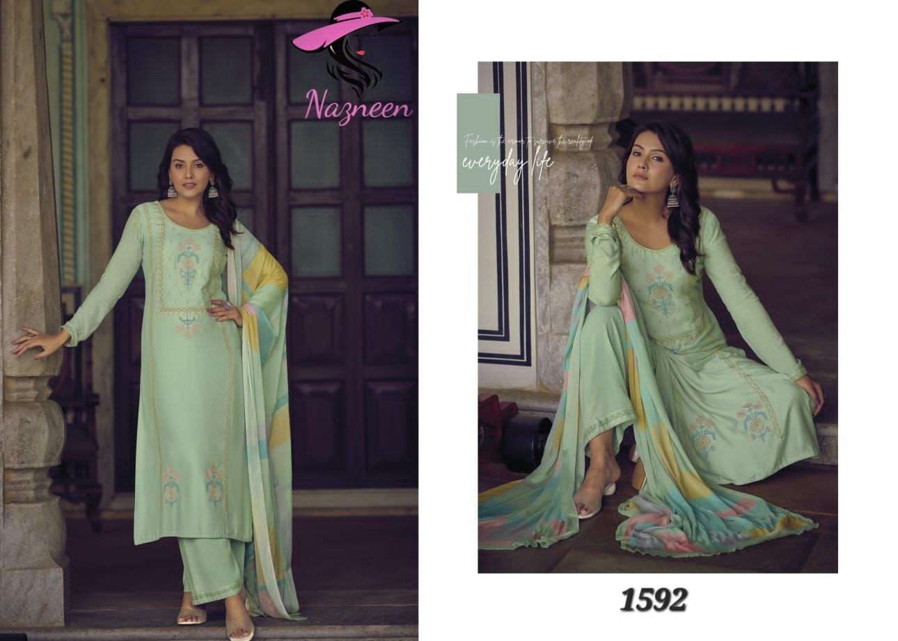 nazneen noor 1592-1598 series designer wedding wear salwar kameez wholesaler surat