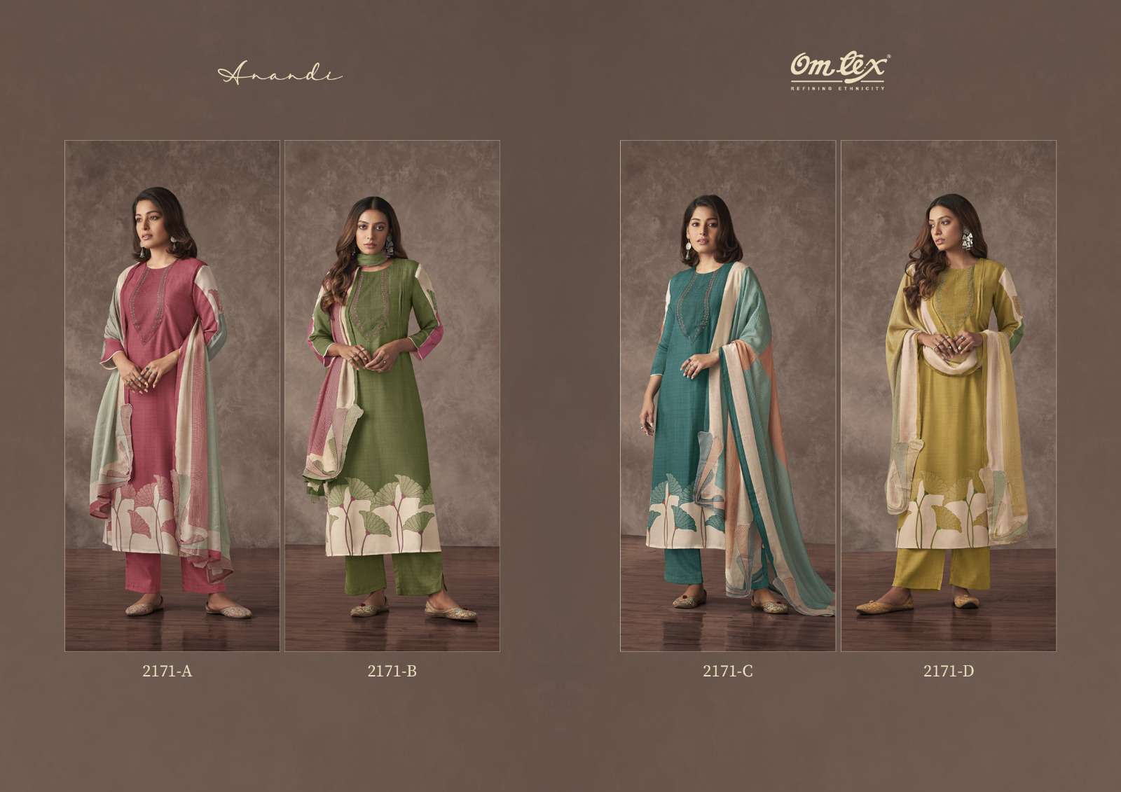 omtex anandi 2171 colour series designer fancy pakistani suit wholesaler surat gujarat