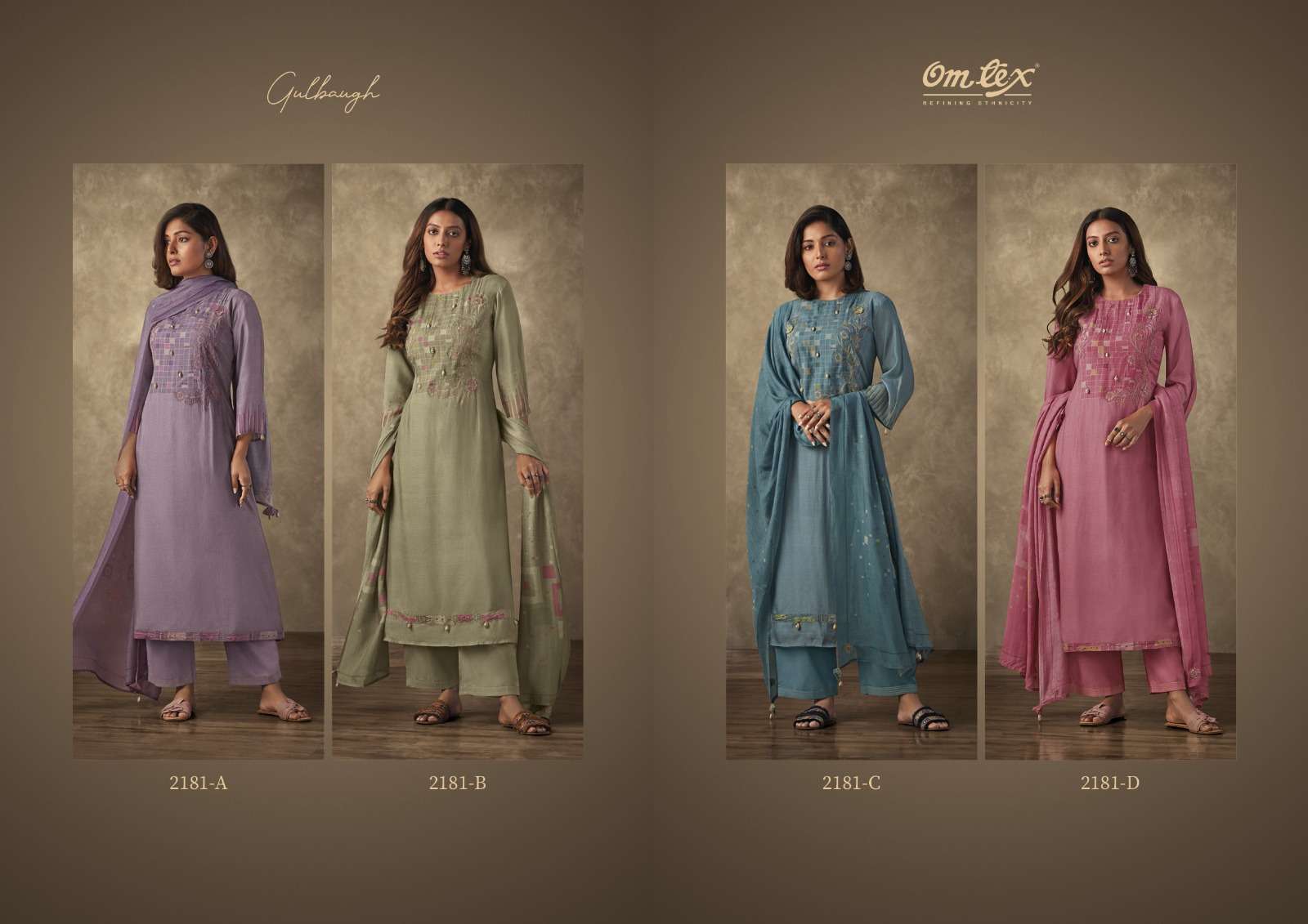 omtex gulbaugh 2181 colour designer party wear straight cut salwar kameez wholesale price surat