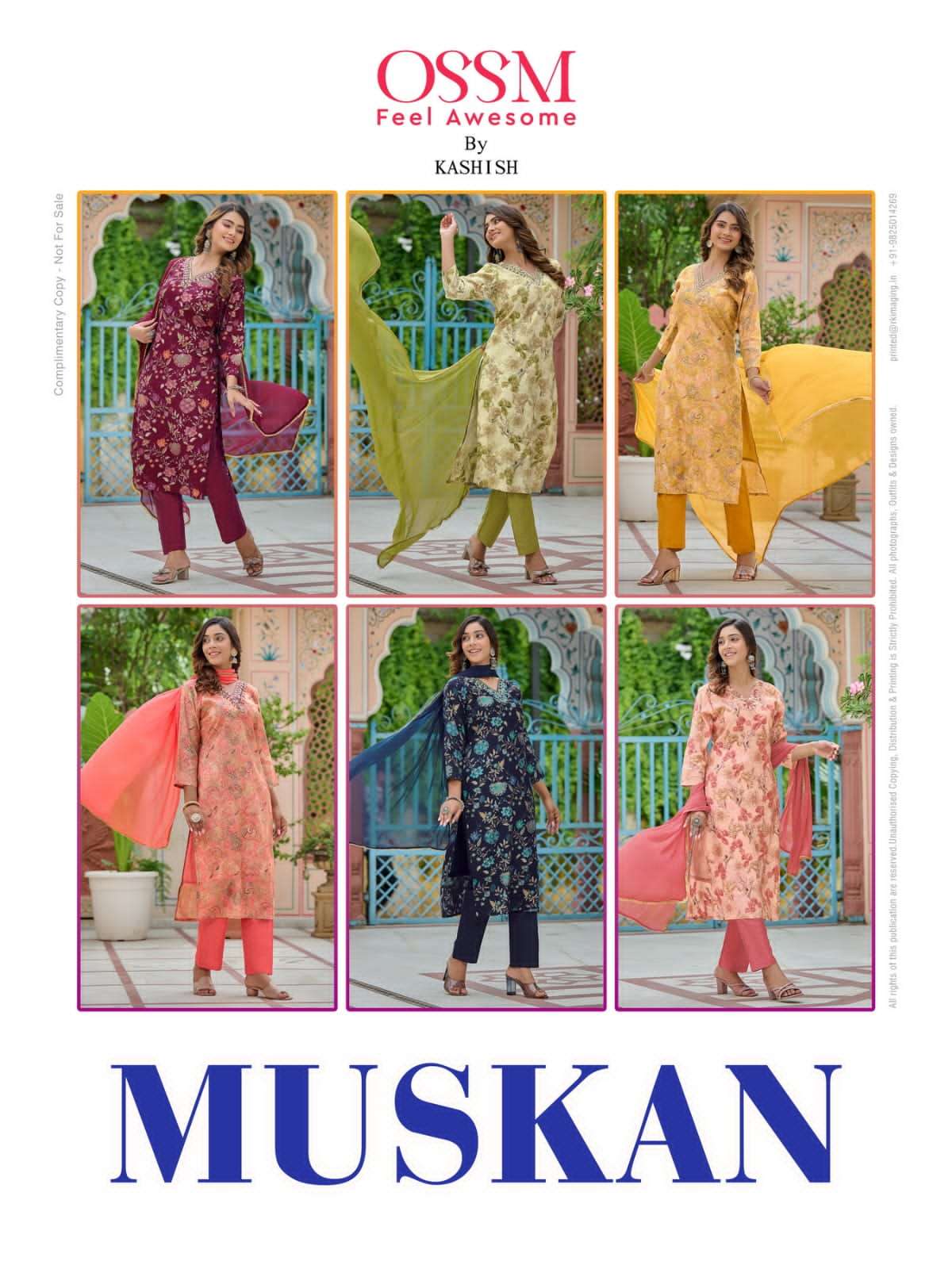 ossm muskan 101-106 series designer wedding wear fancy kurti set wholesaler surat
