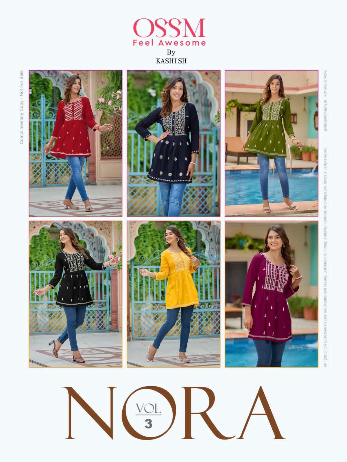 ossm nora vol-3 301-306 series latest western short top wholesaler surat gujarat