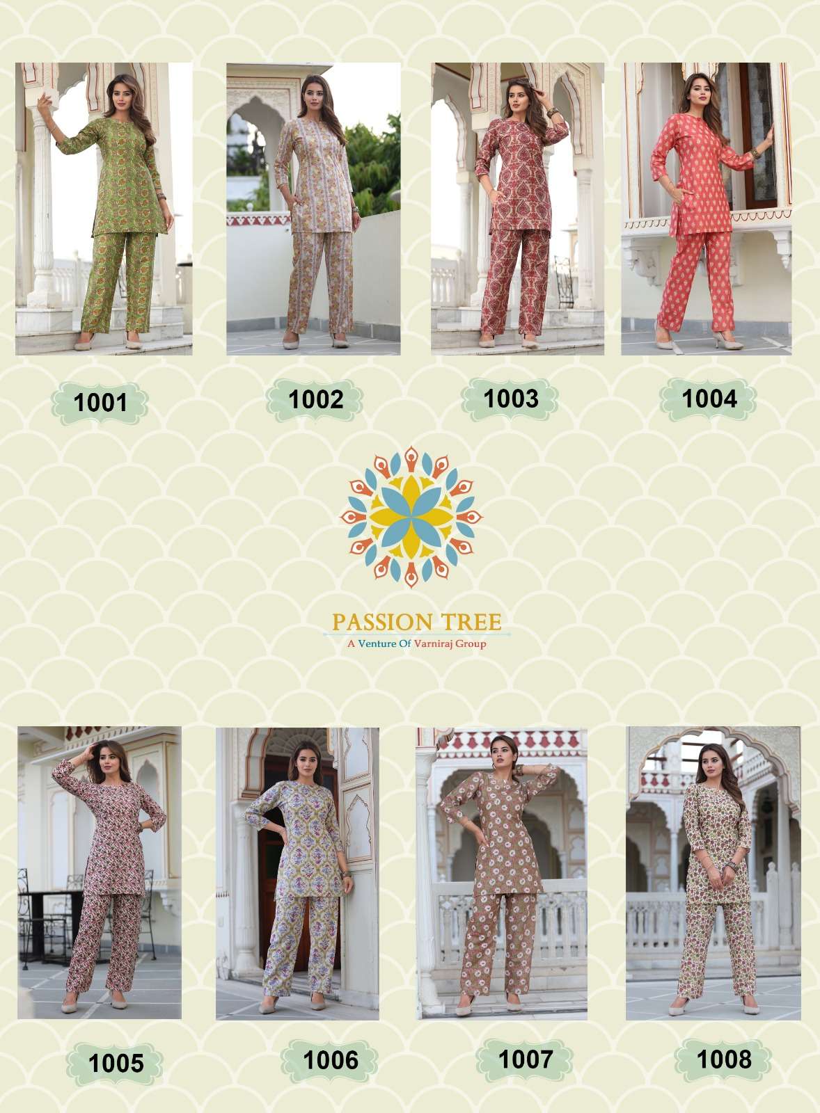 passion tree kalki vol-1 1001-1008 series designer fancy kurti set wholesaler surat gujarat