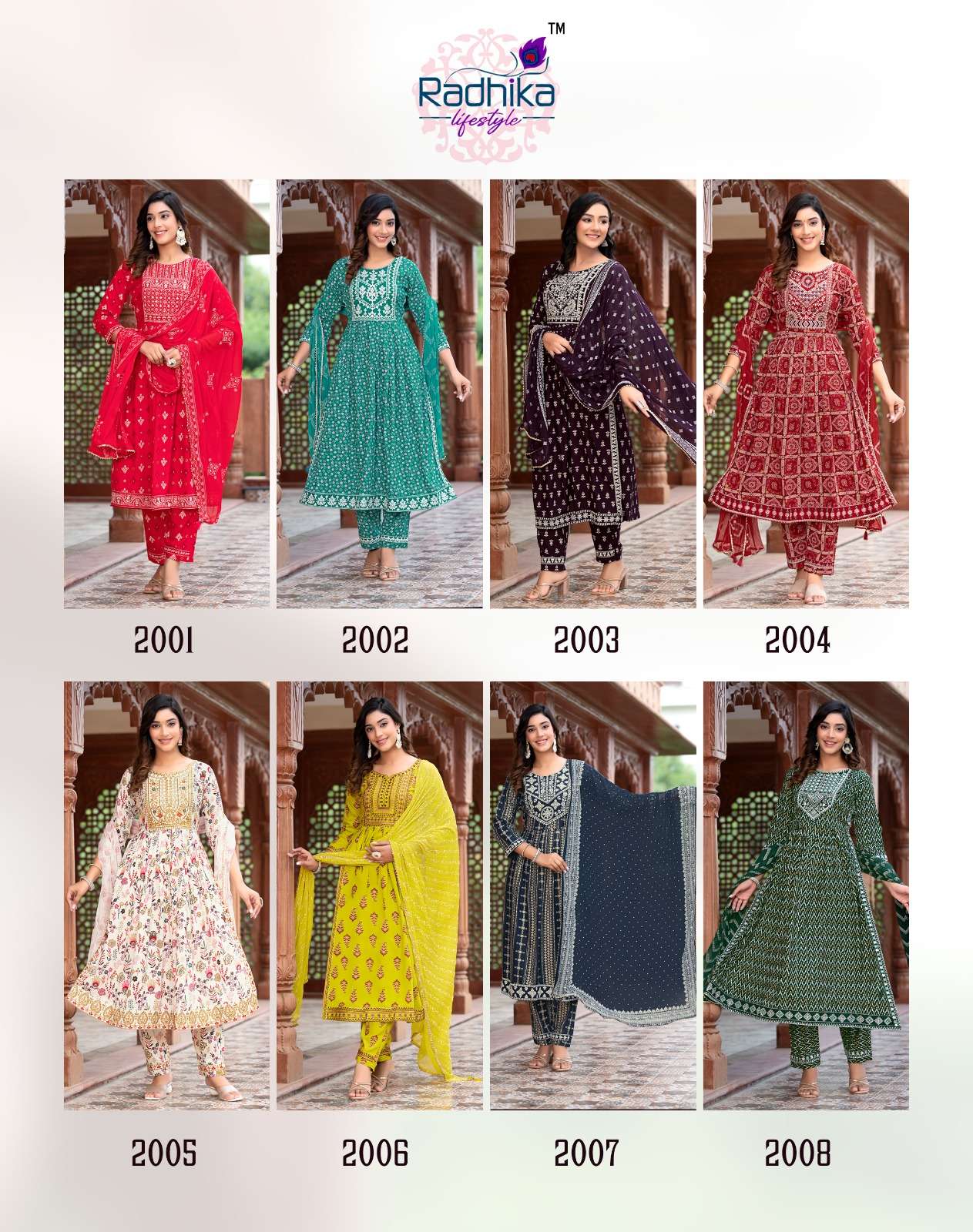 radhika parampara vol-2 2001-2008 series latest designer kurti set wholesaler surat gujarat