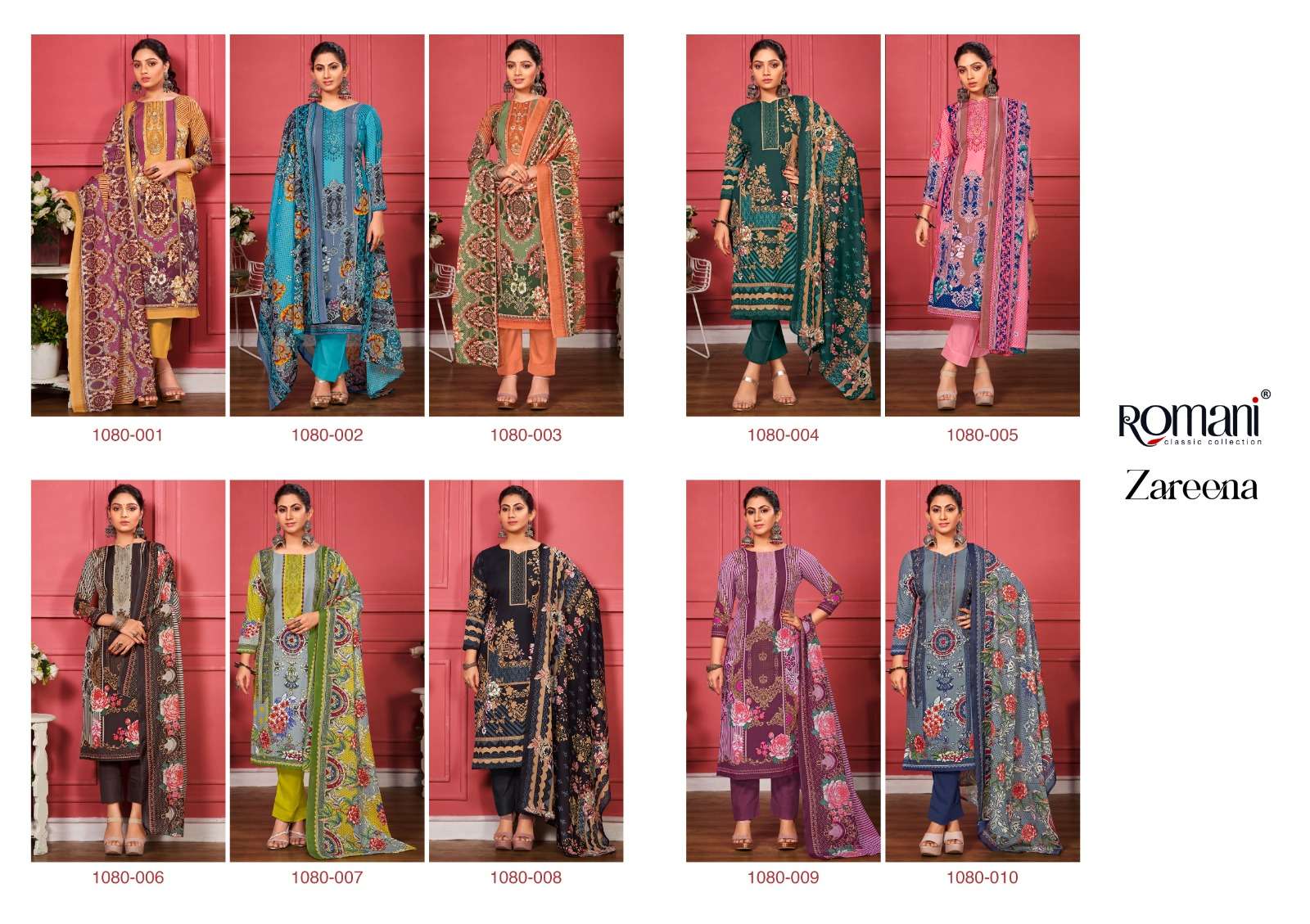 romani zareena 1080-001-008 series designer wedding wear pakistani salwar kameez wholesaler