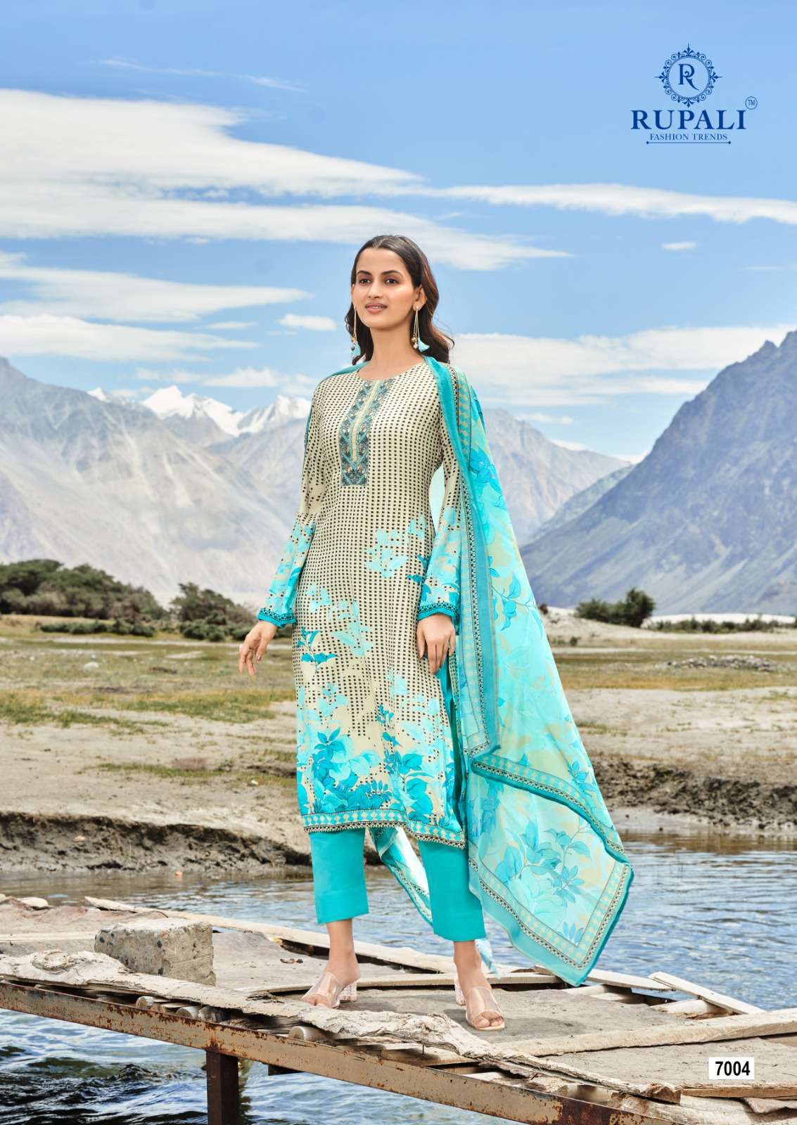rupali fashion haasini 7001-7004 series latest fancy designer kurti set wholesaler surat gujarat