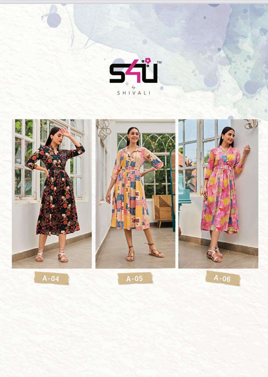 s4u shivali anokhi vol-9 designer fancy one piece kurti wholesaler surat gujarat