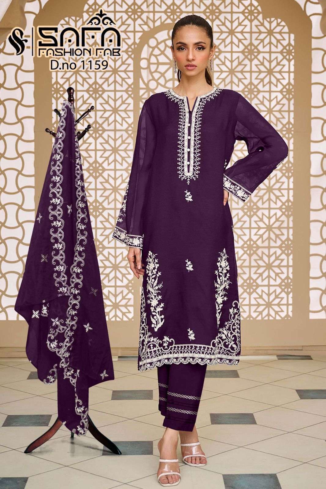 safa fashion hub 1159 color series designer pakistani readymade salwar kameez wholesaler surat gujarat