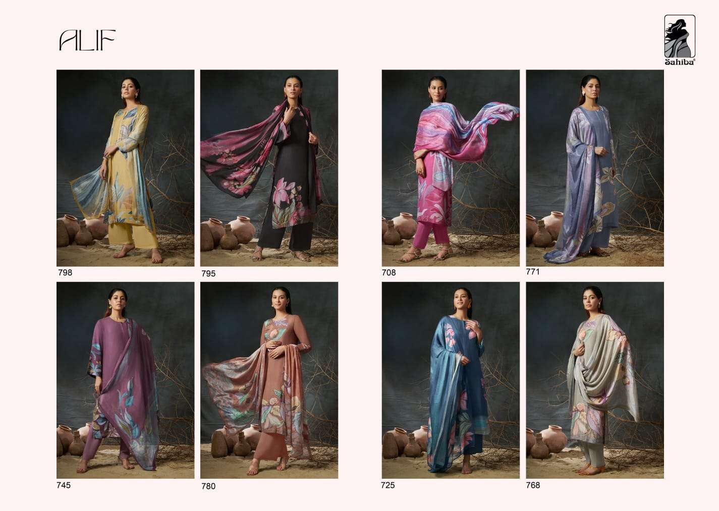 sahiba alif series designer latest pakistani salwar kameez wholesaler surat gujarat