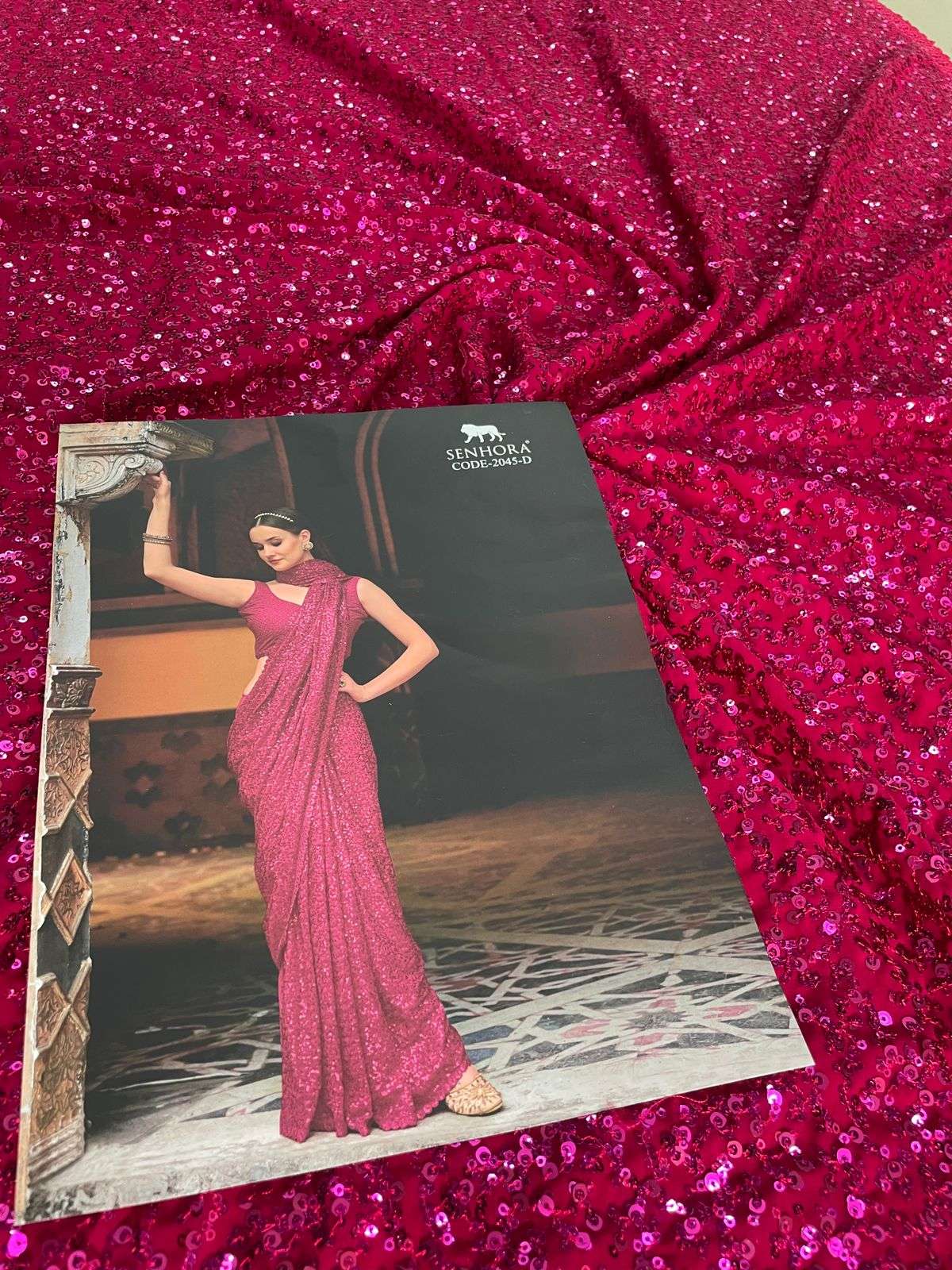 senhora emrald vol-34 2045 colour series designer party wear sequin saree wholesaler surat gujarat