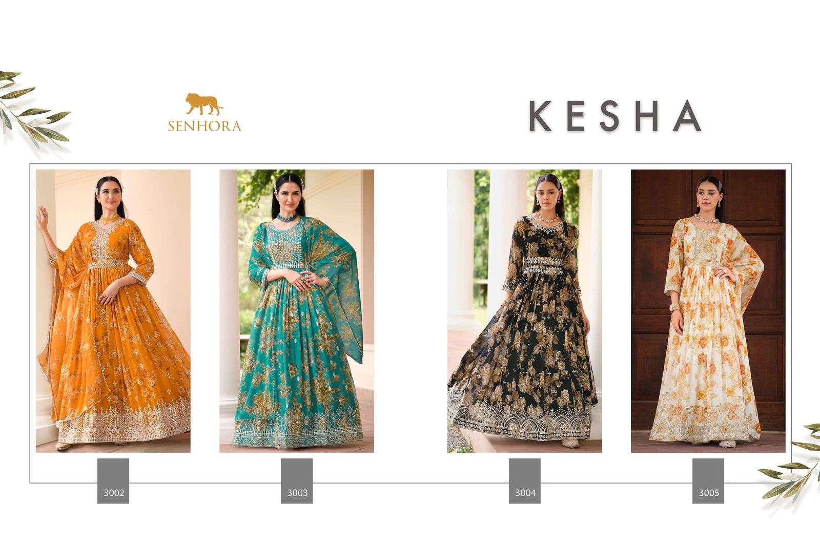 senhora kesha 3002-3005 series designer fancy floor length wedding gown wholesaler surat