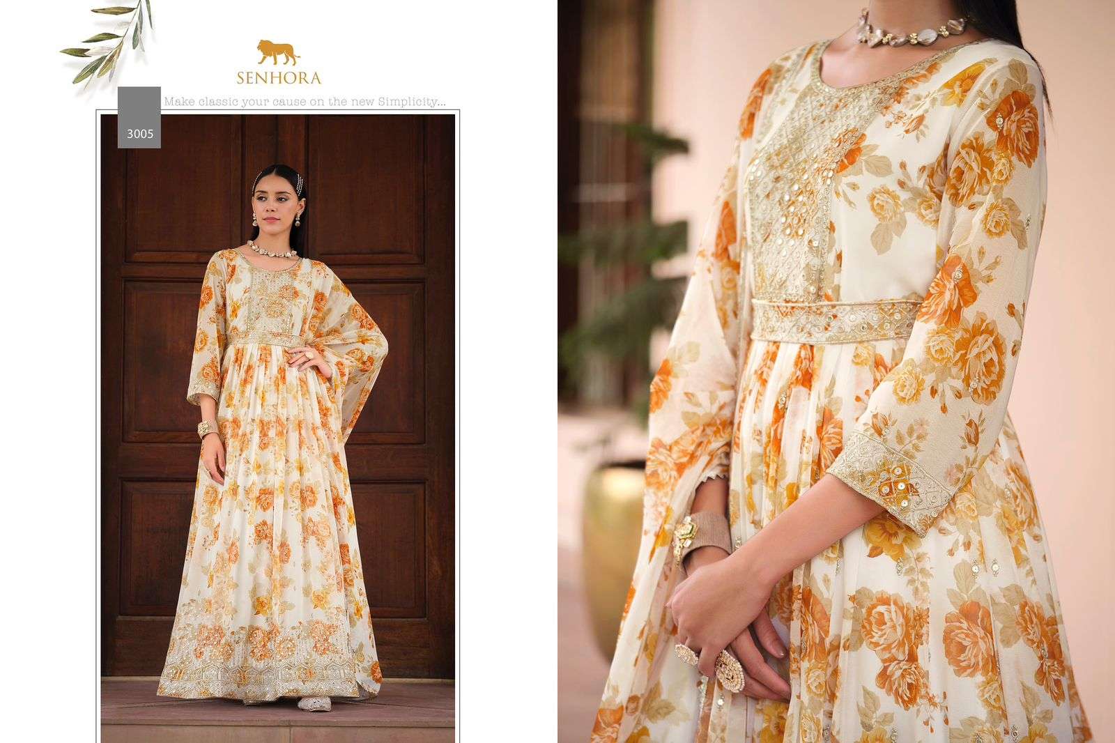 senhora kesha 3002-3005 series designer fancy floor length wedding gown wholesaler surat