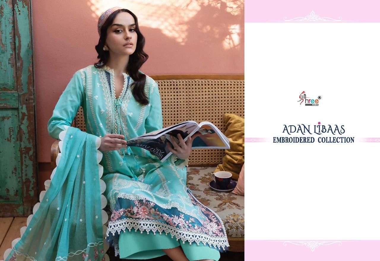 shree fab adan libas embroidered collection 3140-3145 series latest pakistani salwar kameez wholesaler surat gujarat