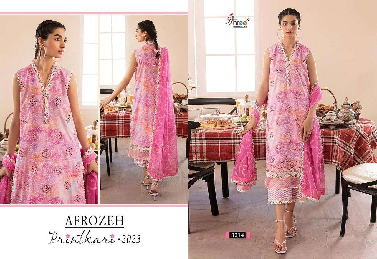 shree fab afrozeh printkari 2023 3214-3218 series designer fancy pakistani salwar kameez wholesaler surat