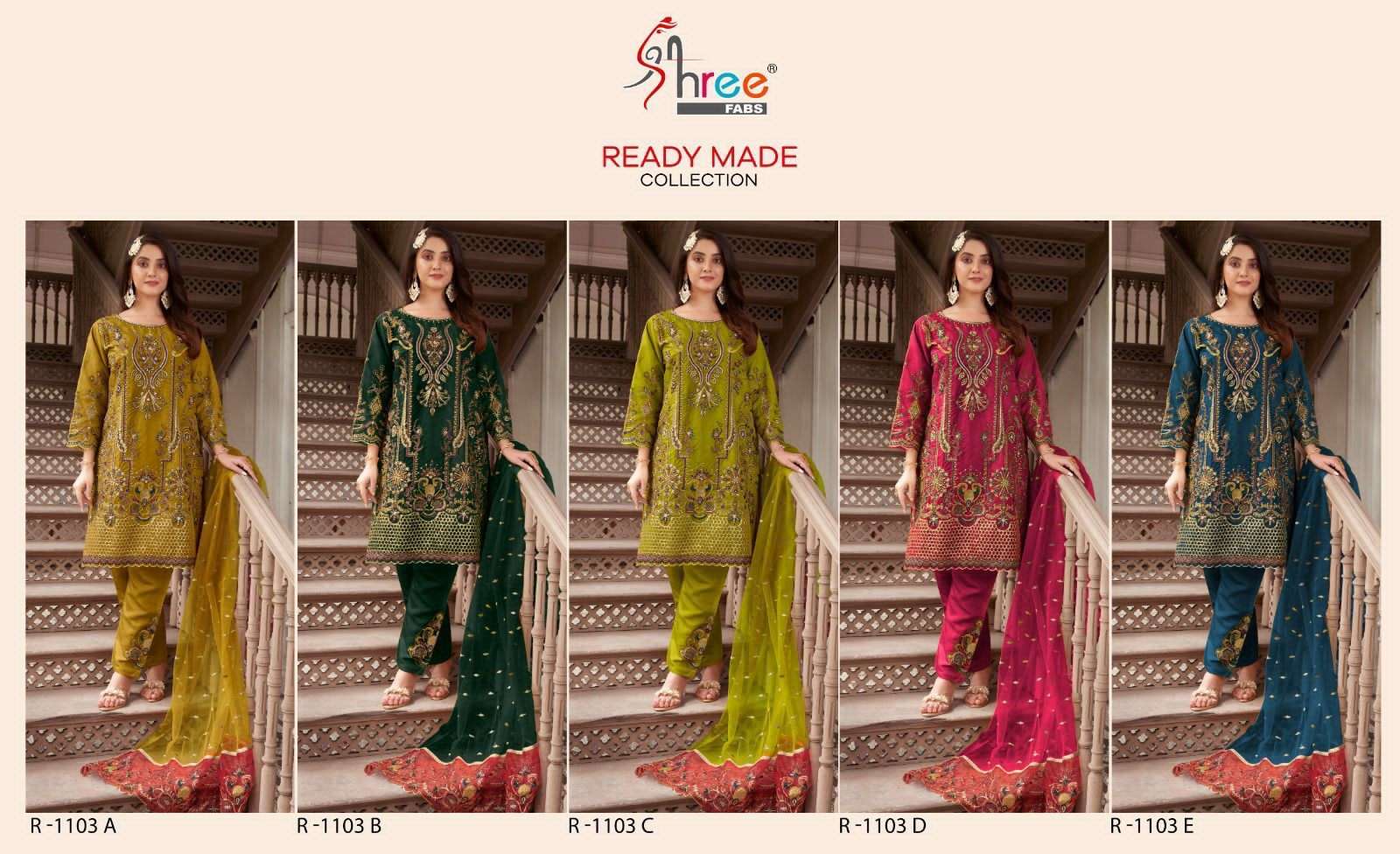 shree fab sr-1103 colour series designer pakistani readymade salwar kameez wholesaler surat gujarat