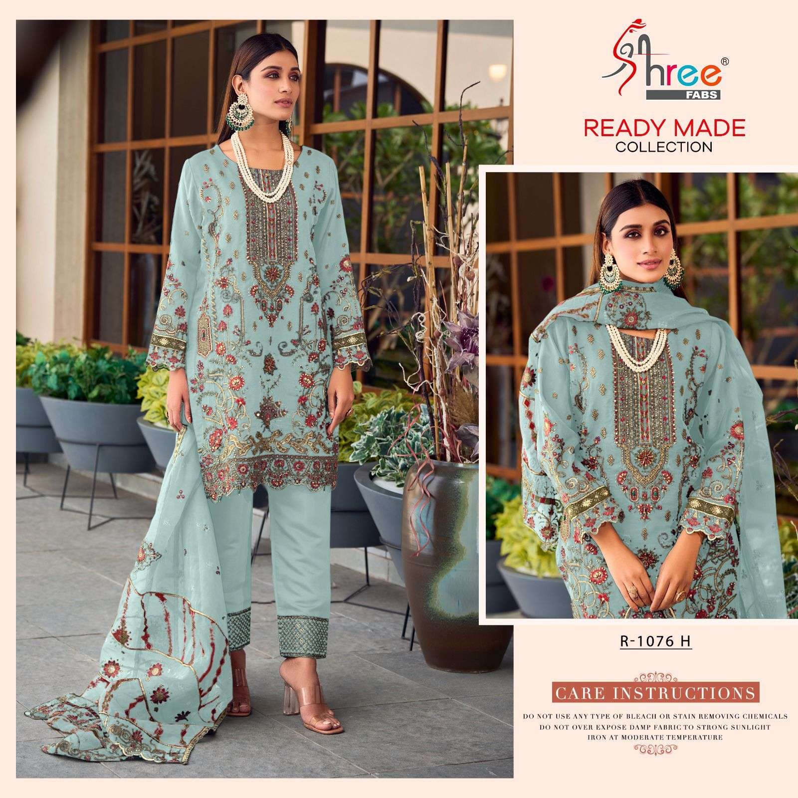 shree fabs 1076 colours designer organza embroidery salwar kameez wholesale price surat