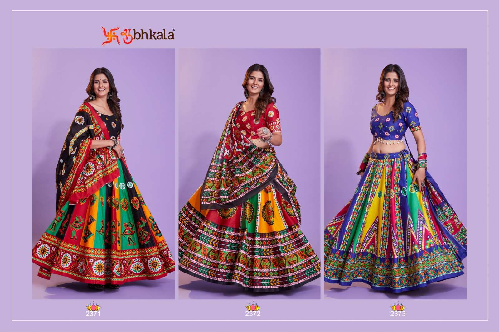 shubhkala raas vol-9 2371-2373 series latest designer fancy navratri lehenga choli wholesaler surat gujarat