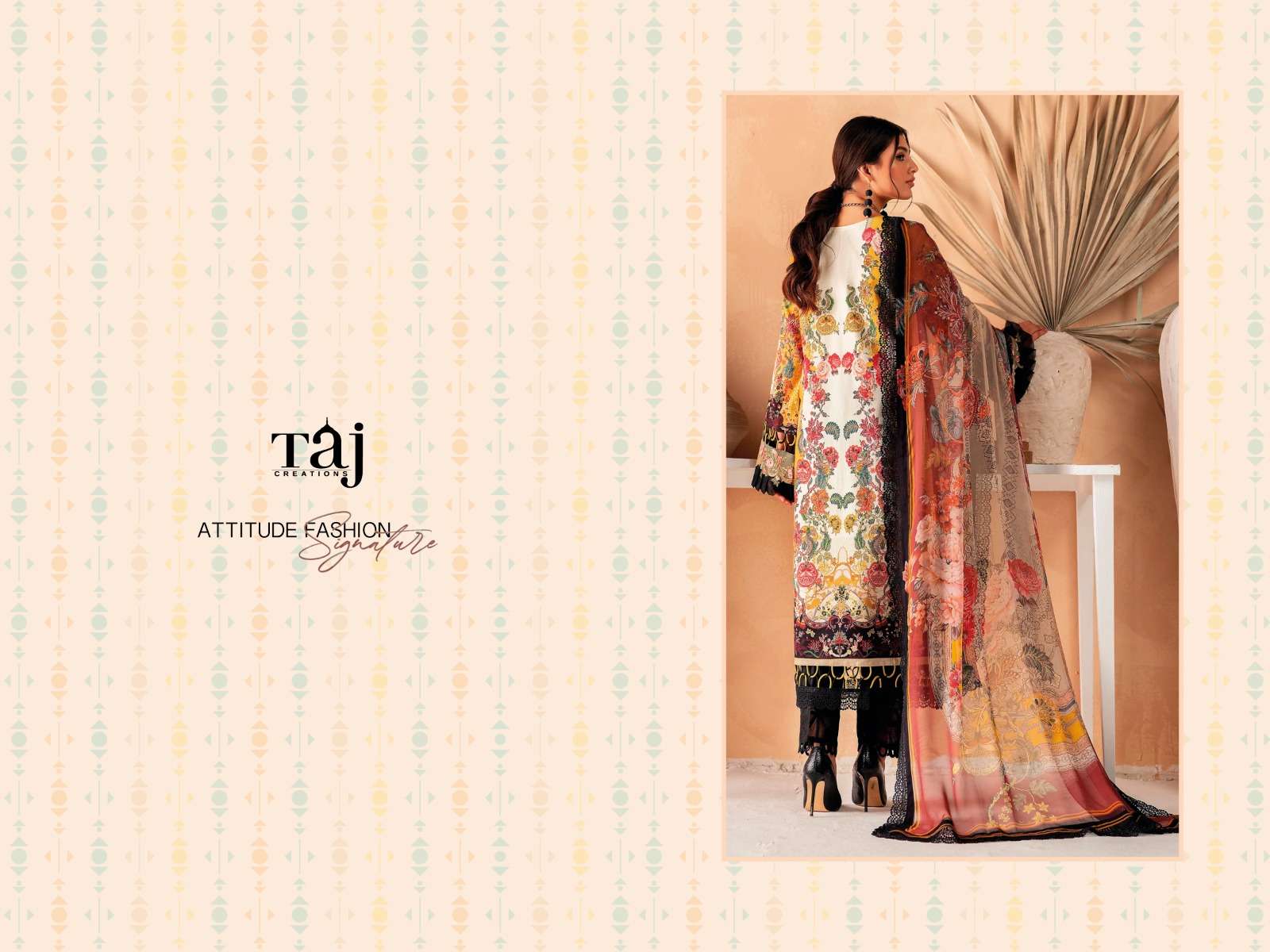 taj creation firdous ayzal 111-112 series designer pure cotton dupatta pakistani salwar kameez wholesale price surat