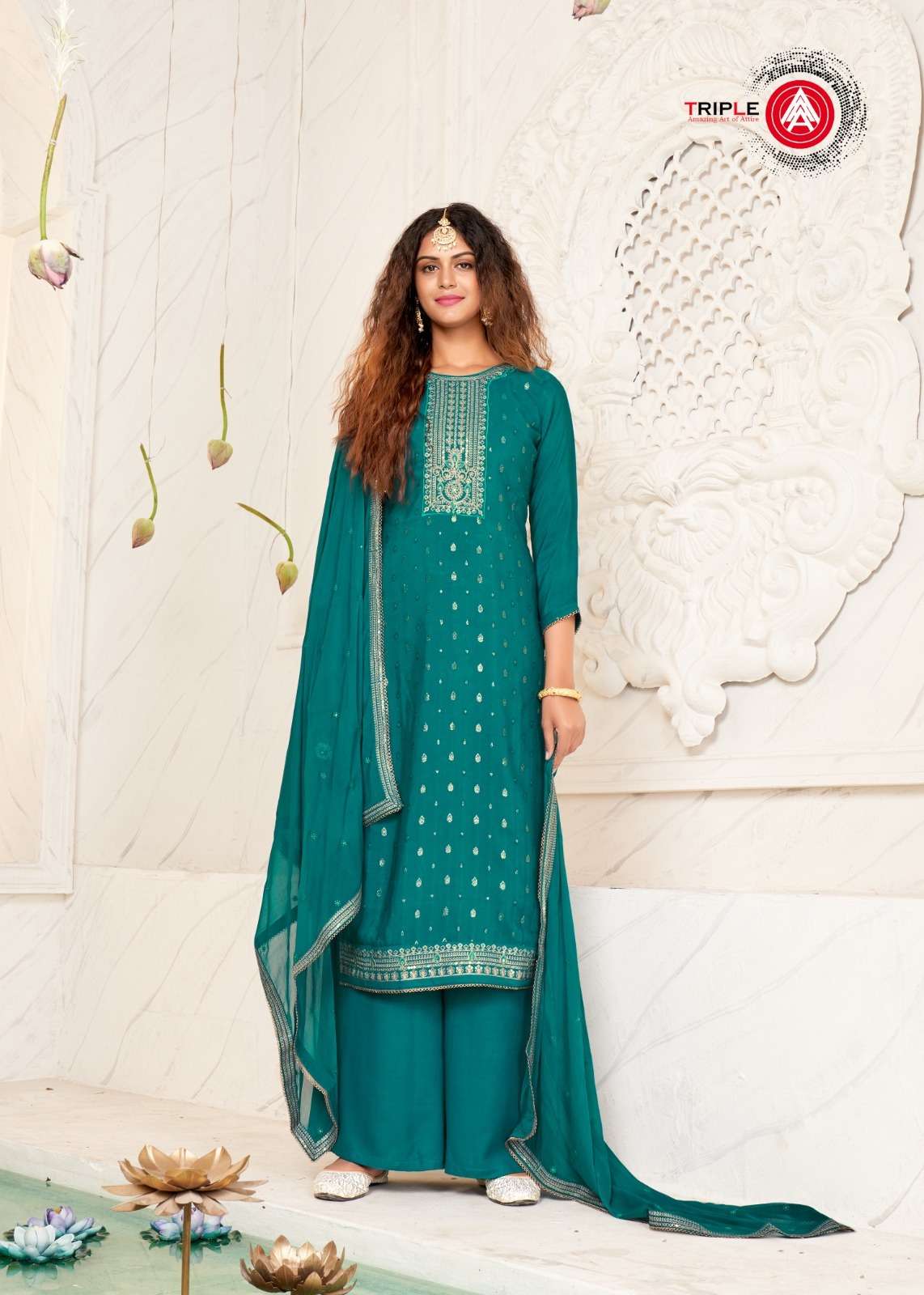 triple a aaliya 10711-10716 series latest wedding wear pakistani salwar kameez wholesaler surat