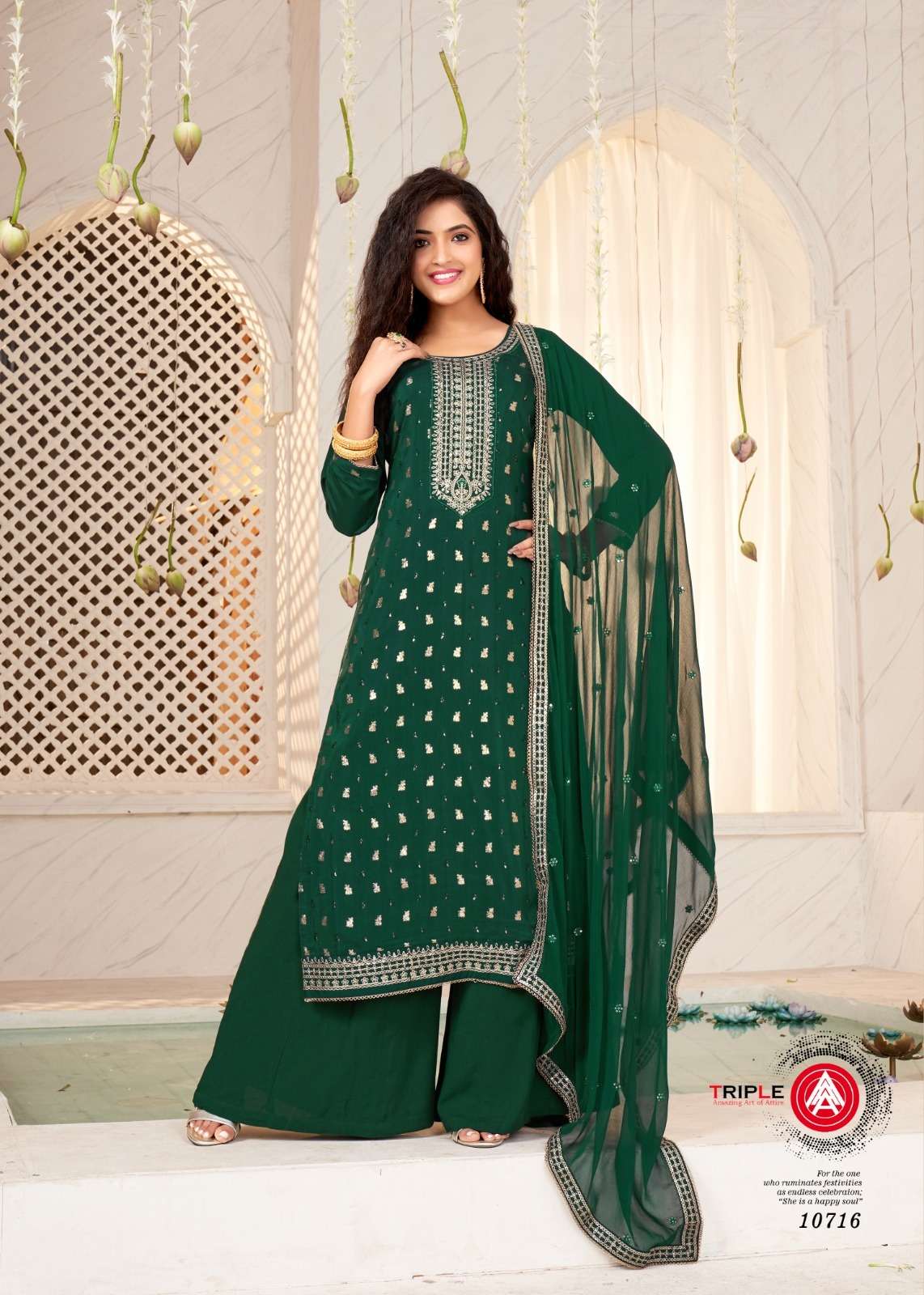 triple a aaliya 10711-10716 series latest wedding wear pakistani salwar kameez wholesaler surat