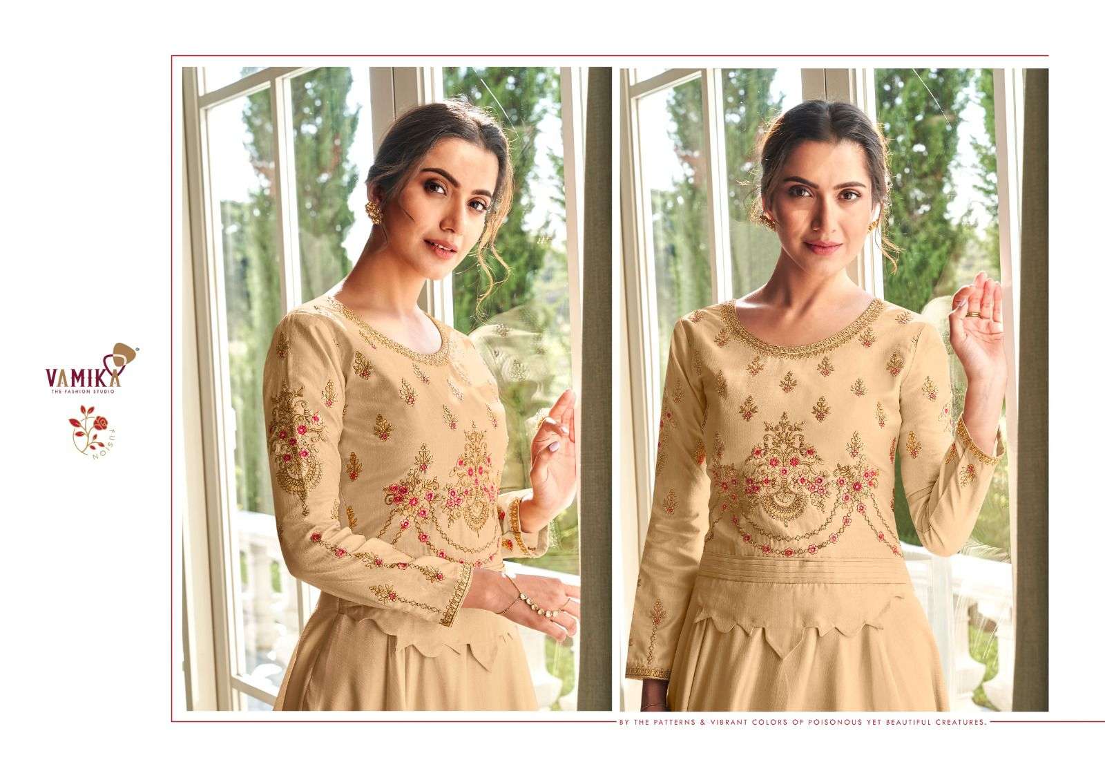 vamika kaseesh 8001-8008 series designer partywear special gown wholesaler surat gujarat