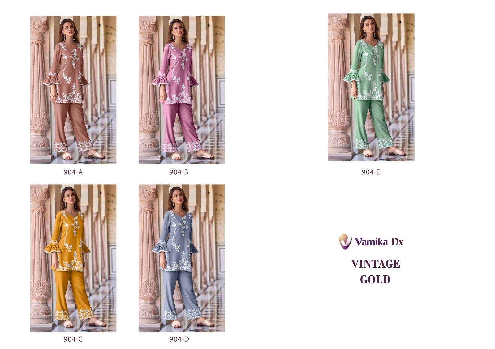 vamika vintage gold 904 colour series designer readymade pakistani salwar kameez wholesaler