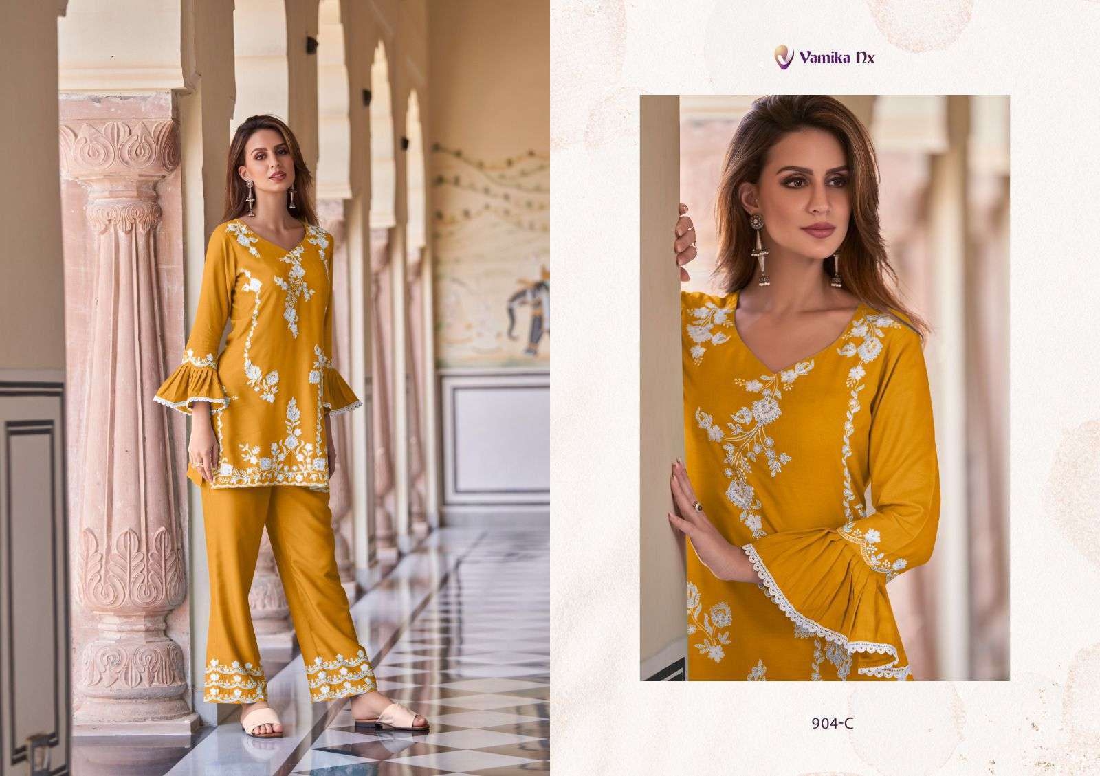 vamika vintage gold 904 colour series designer readymade pakistani salwar kameez wholesaler