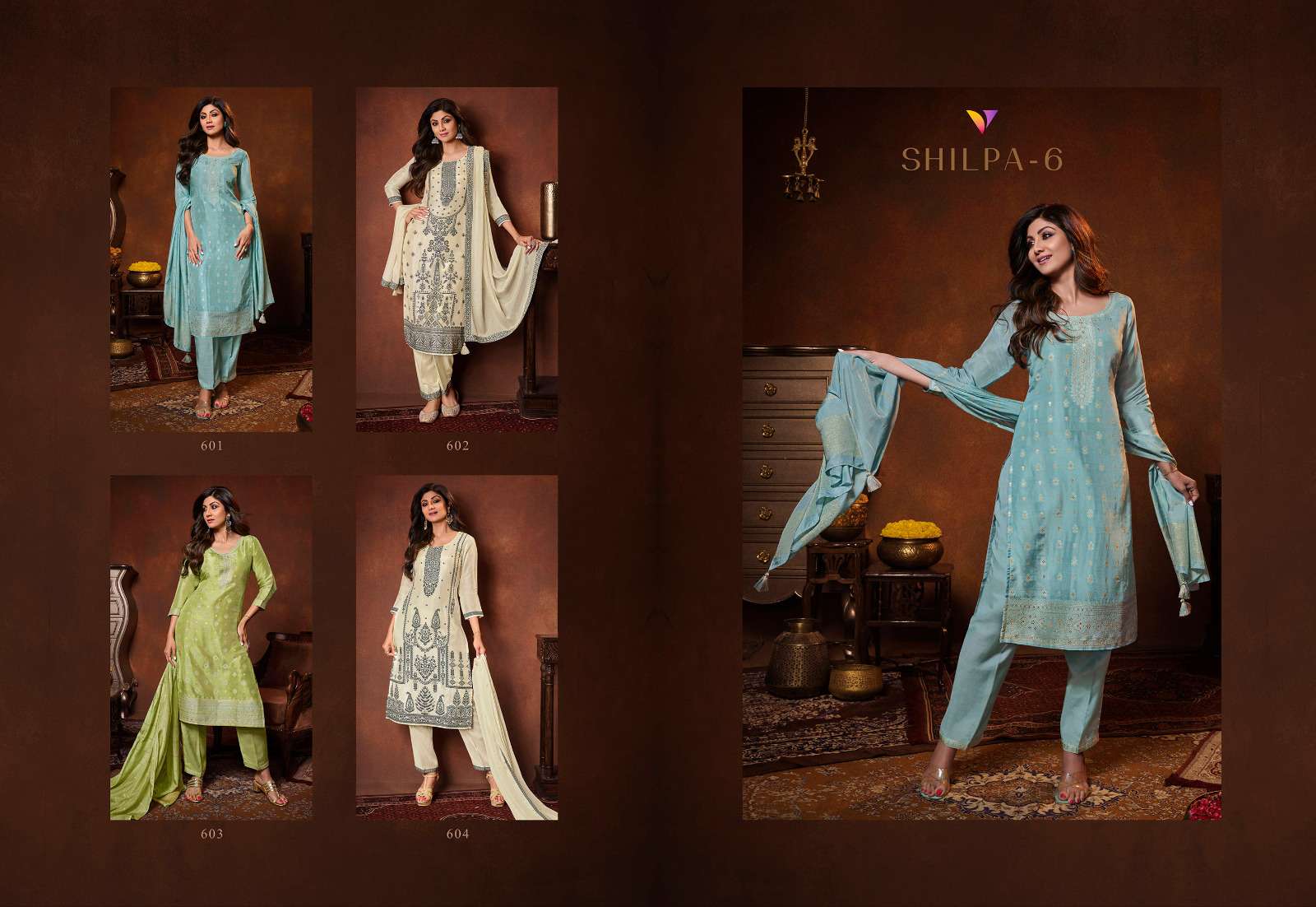 vatsam shilpa-6 601-604 series designer latest readymade salwar kameez wholesaler surat gujarat