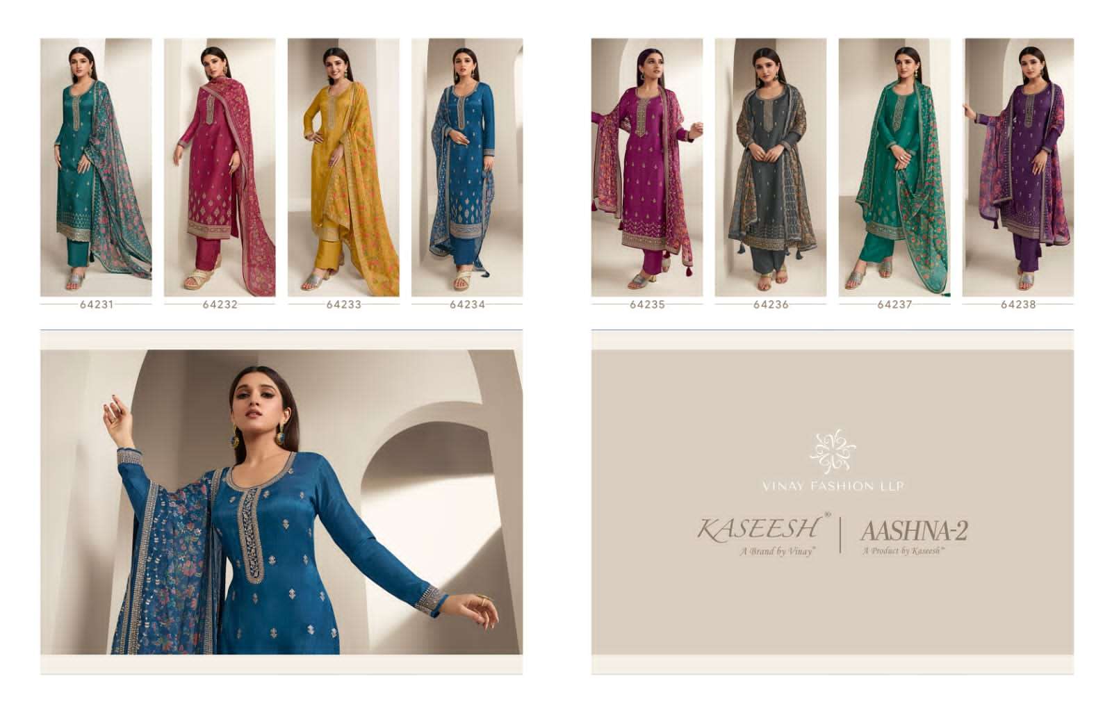 vinay kaseesh aashna-2 64231-64238 series designer wedding wear designer salwar kameez wholesaler surat