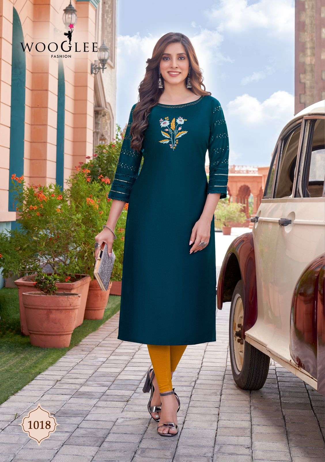 wooglee fashion maryam vol-2 1014-1019 series designer latest straight cut kurti with handwork wholesale price surat gujarat