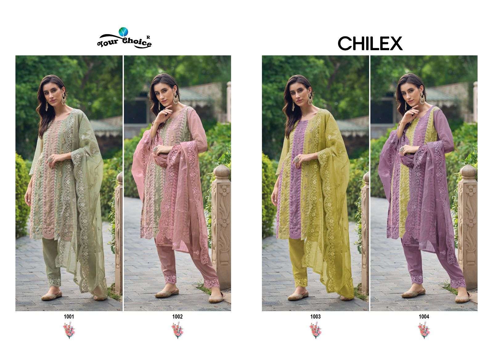 your choice chilax 1001-1004 series designer readymade pakistani salwar kameez wholesaler surat