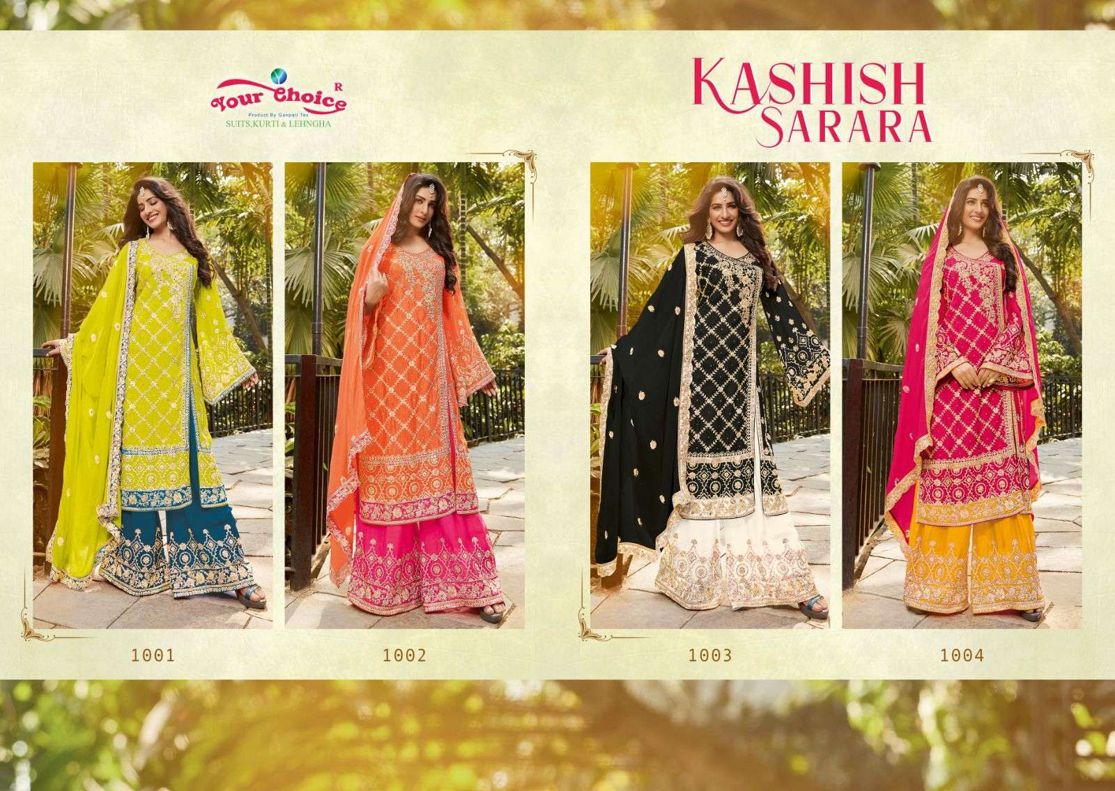 your choice kashish 1001-1004 series latest readymade pakistani salwar kameez wholesaler surat