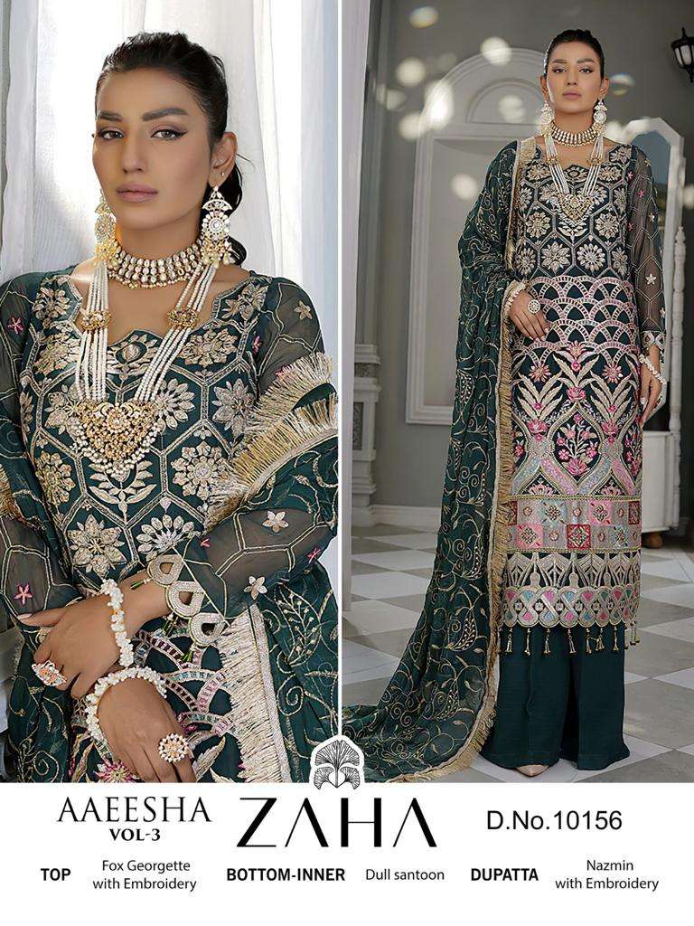 zaha aaeesha vol-3 10154-10157 series latest pakistani salwar kameez wholesaler surat gujarat