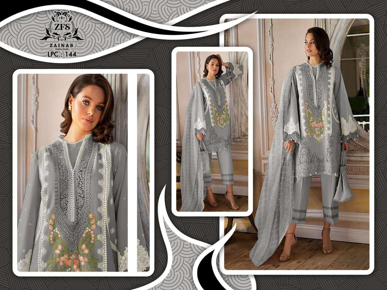 zainab fashion studio 144 colour series latest designer pakistani salwar kameez wholesaler surat gujarat
