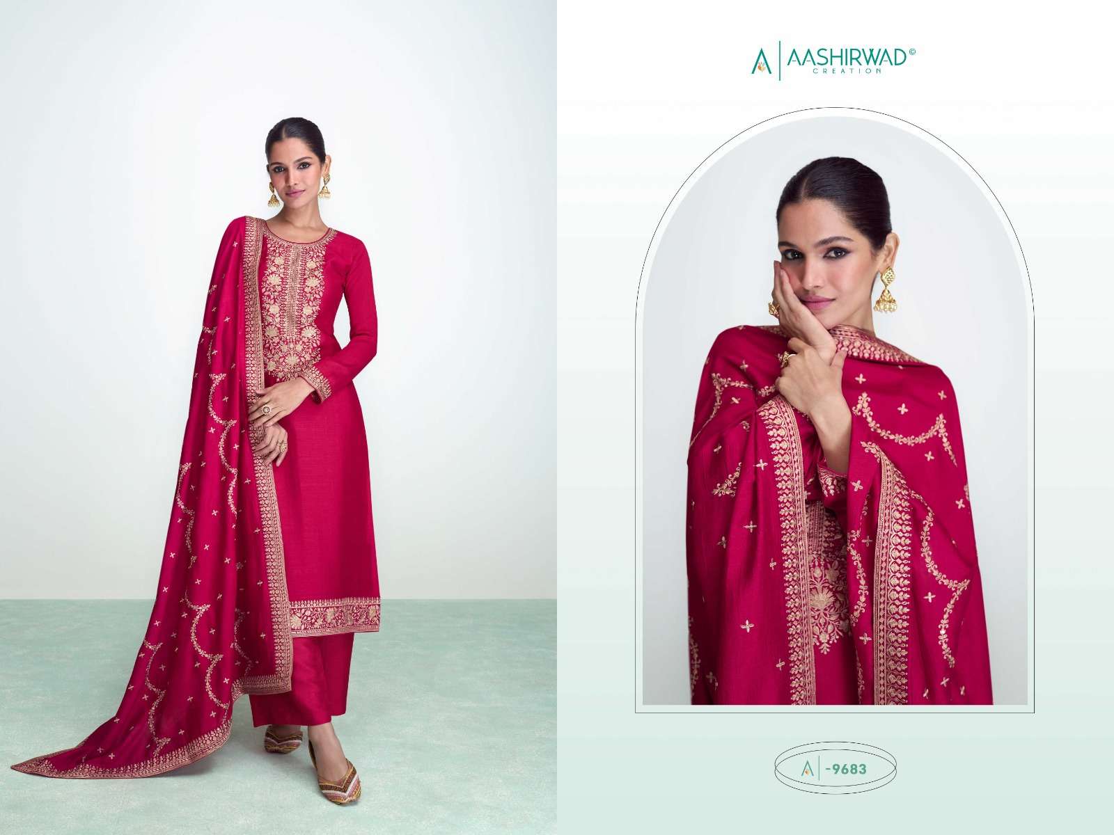 aashirwad syra 9680-9684 series latest designer fancy salwar kameez wholesaler surat gujarat