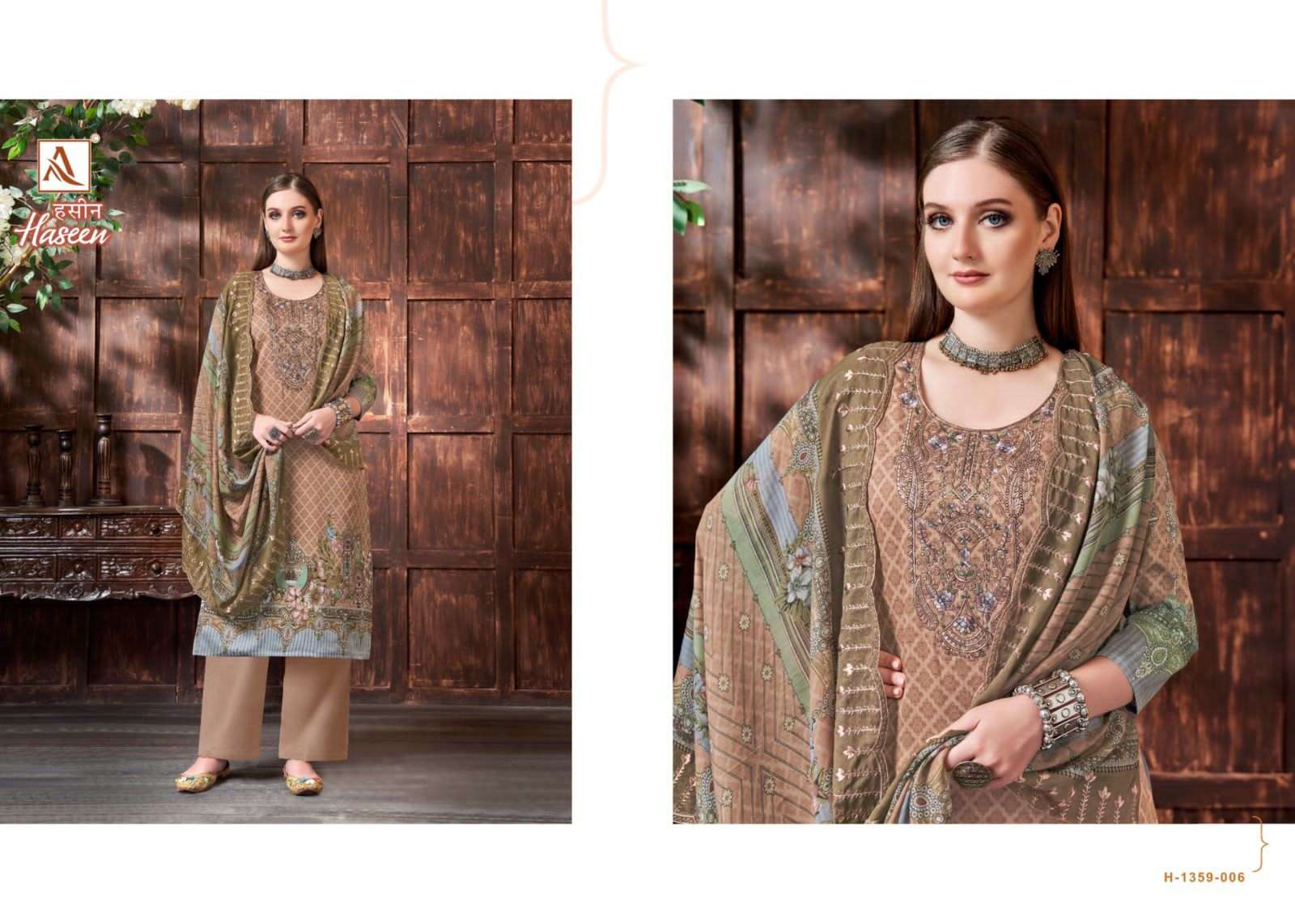 alok suit haseen 1359-001-008 series latest designer pakistani salwar kameez wholesaler surat gujarat