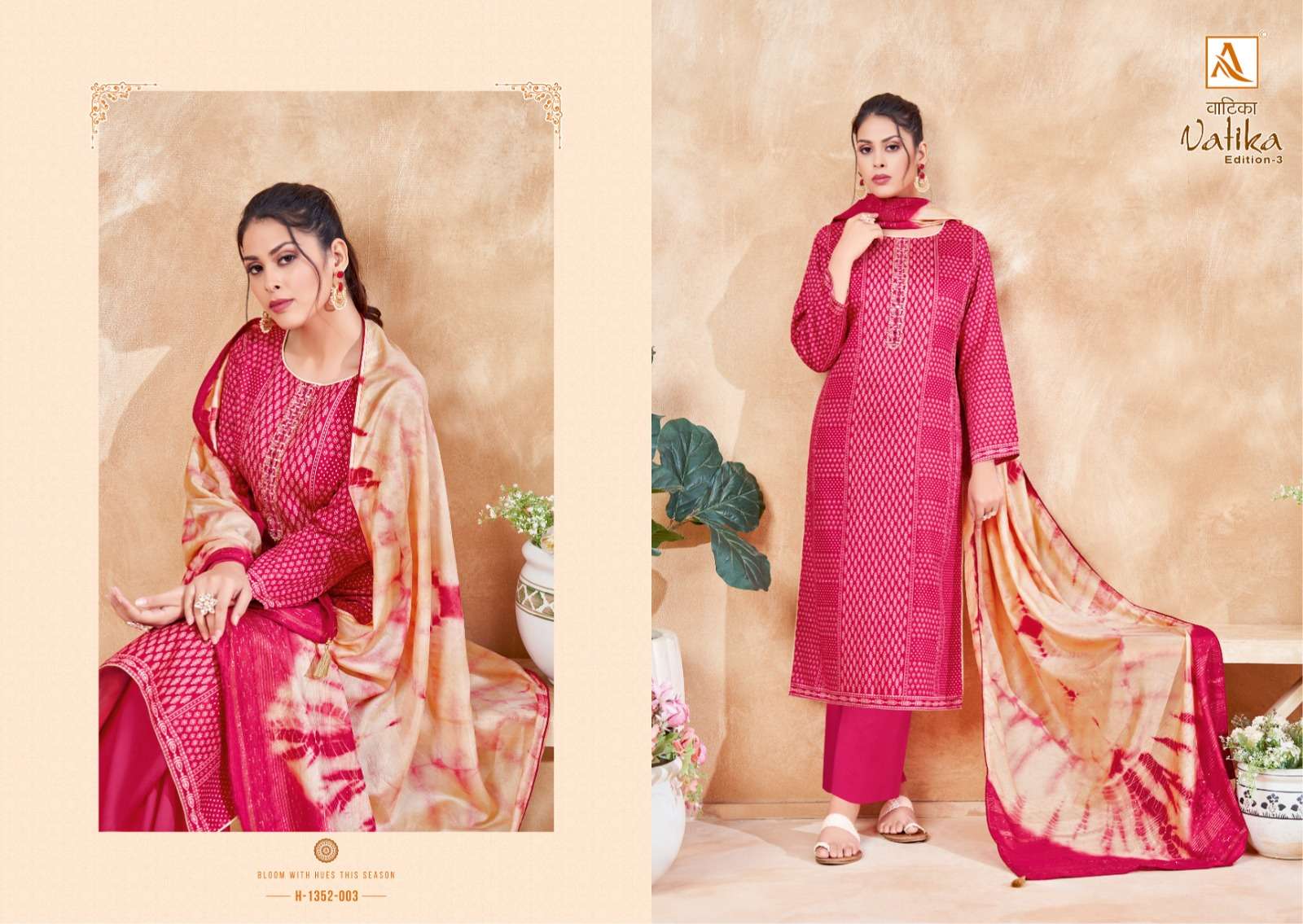 alok suit vatika edition-3 1352-001-008 series designer fancy salwar kameez wholesaler surat gujarat