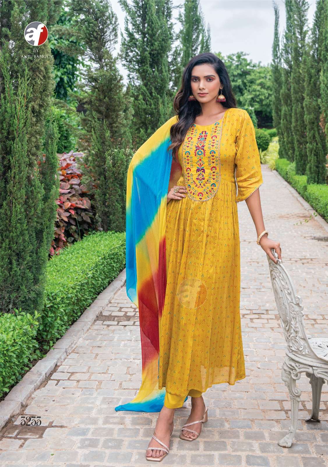anju fabrics bandhan vol-3 3231-3233 series latest designer kurti set wholesaler surat gujarat