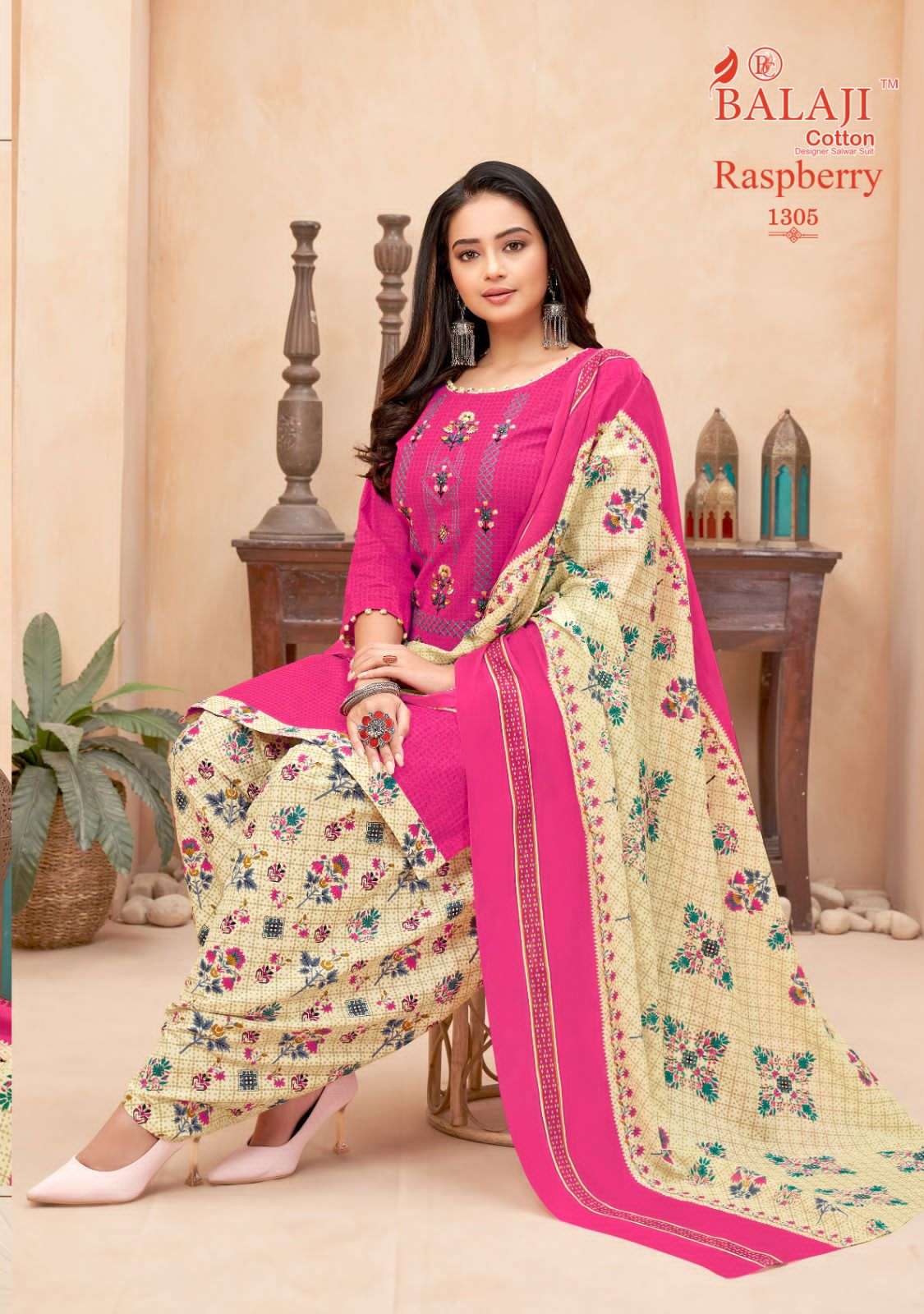 balaji cotton raspberry vol-13 1301-1311 series designer latest salwar kameez wholesaler surat gujarat